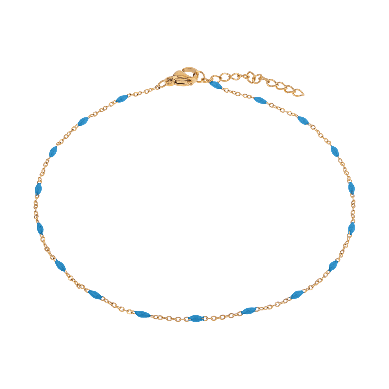 Chaîne Cheville Email Turquoise 2mm 25A28cm Acier Jaune