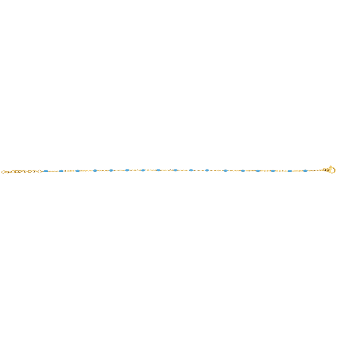 Chaîne Cheville Email Turquoise 2mm 25 à 28cm Acier Jaune