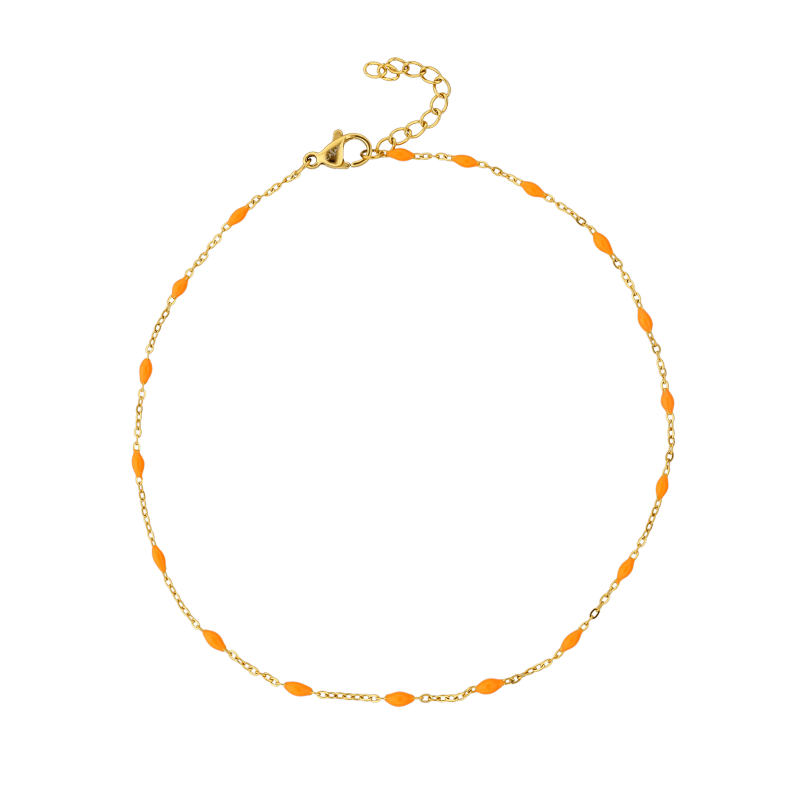Chaîne Cheville Email Orange 2mm 25A28cm Acier Jaune