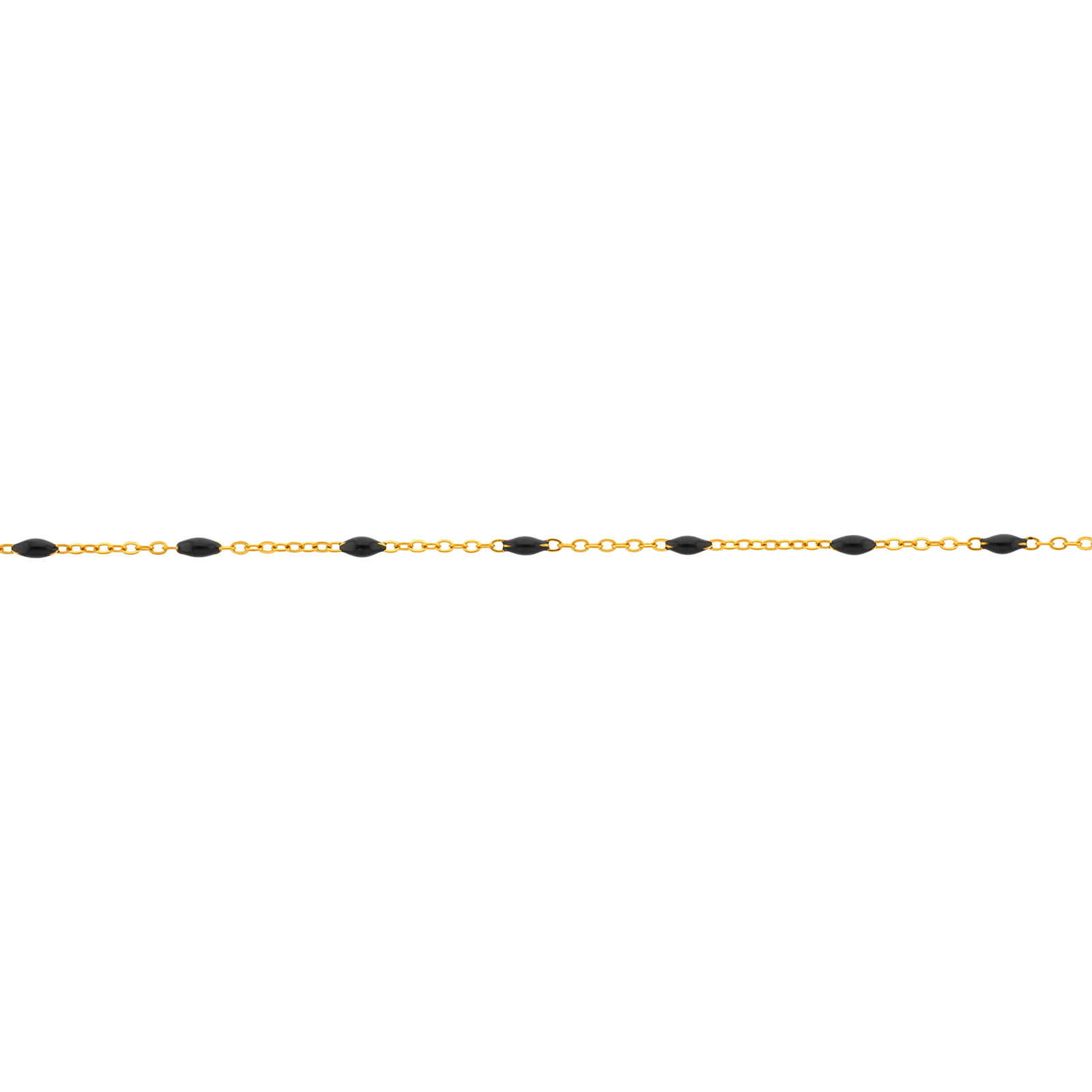 chaîne cheville callas acier doré boules époxy noires 25 plus 3 mm