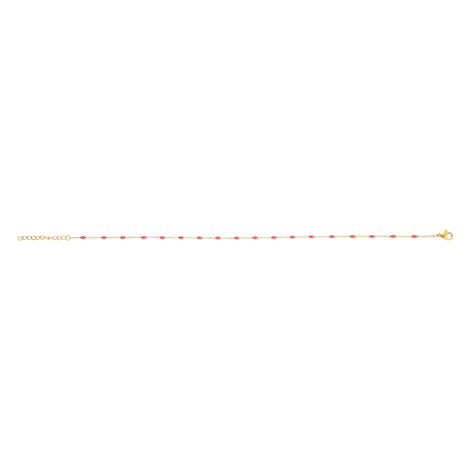 chaîne cheville callas acier doré boules époxy corail 25 plus 3 mm