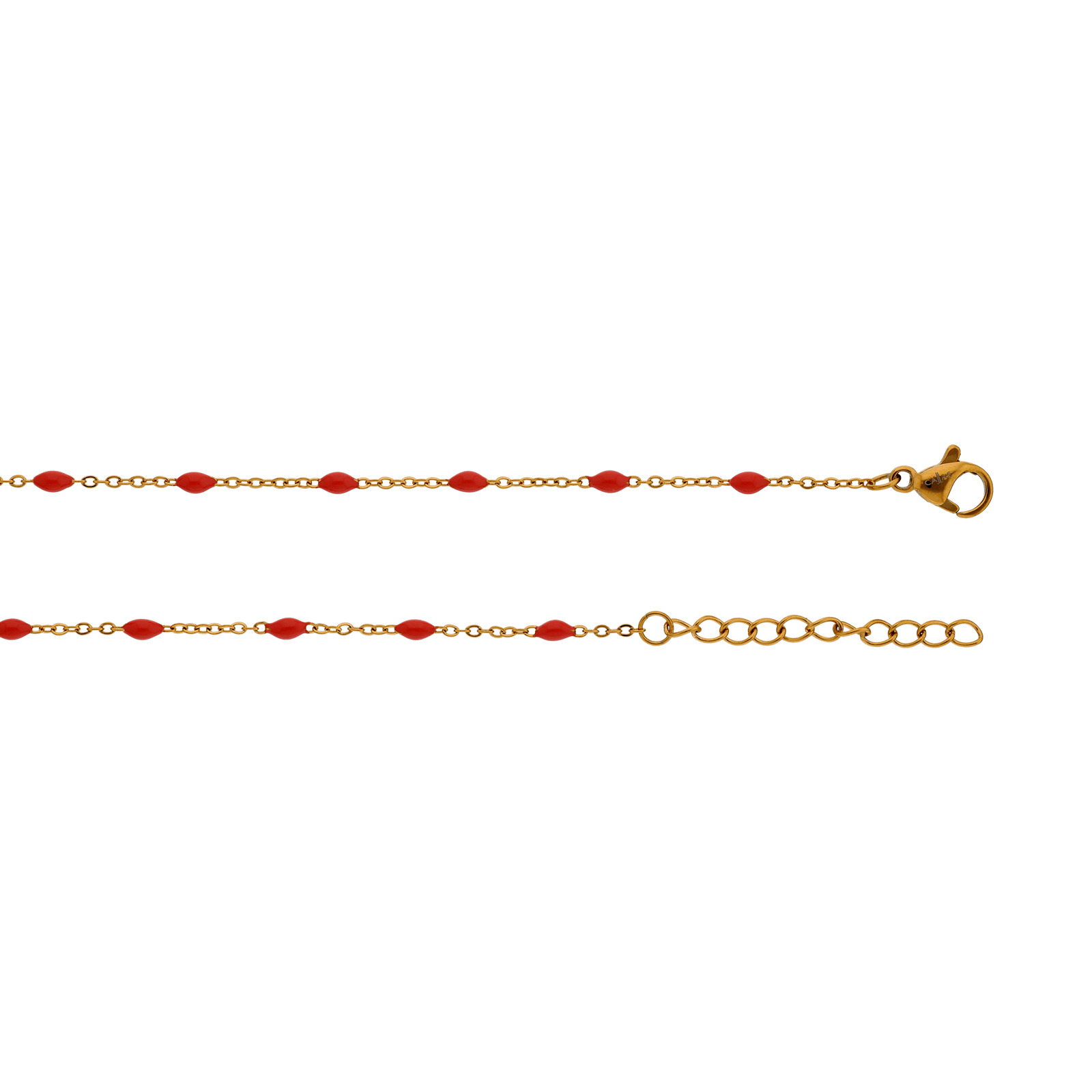 chaîne cheville callas acier doré boules époxy corail 25 plus 3 mm