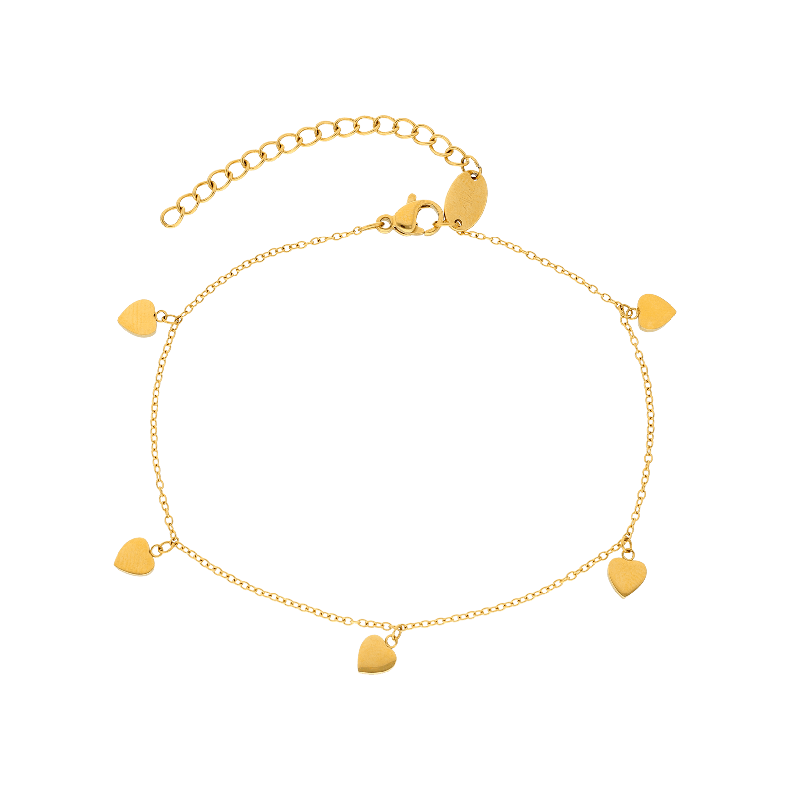 cheville Callas Acier doré Pampilles coeur 23+5 centimètres tag