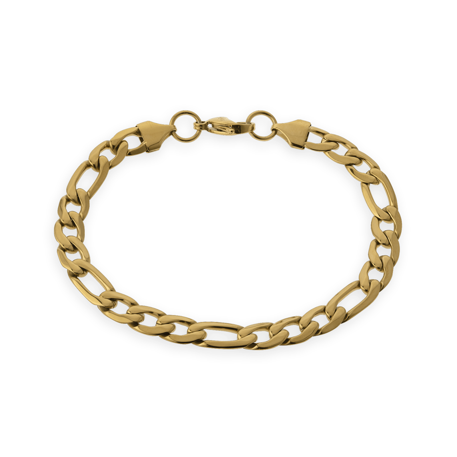 Bracelet Acier Jaune Maille Plate Alternée
