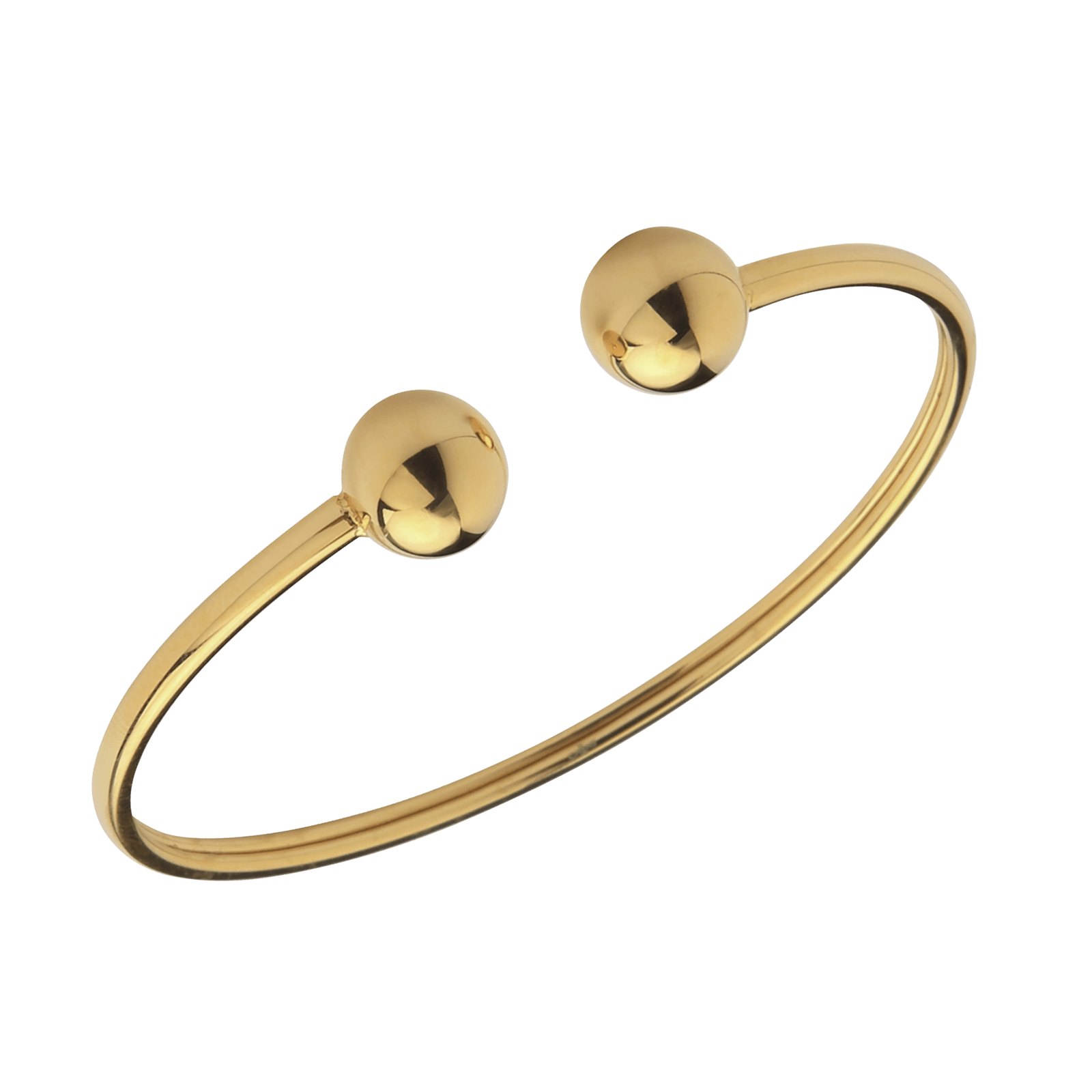 Jonc Callas ouvert 2 boules Acier doré 57 mm x 50 mm