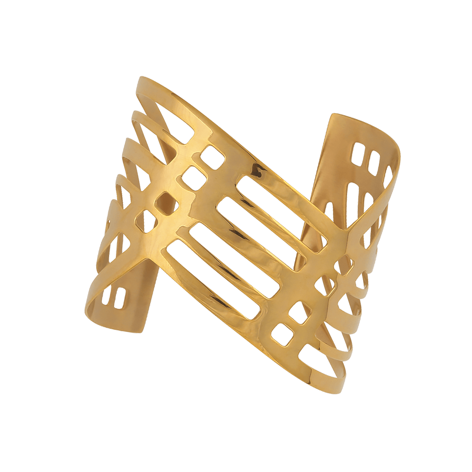 Bracelet Callas manchette ajourée Acier doré