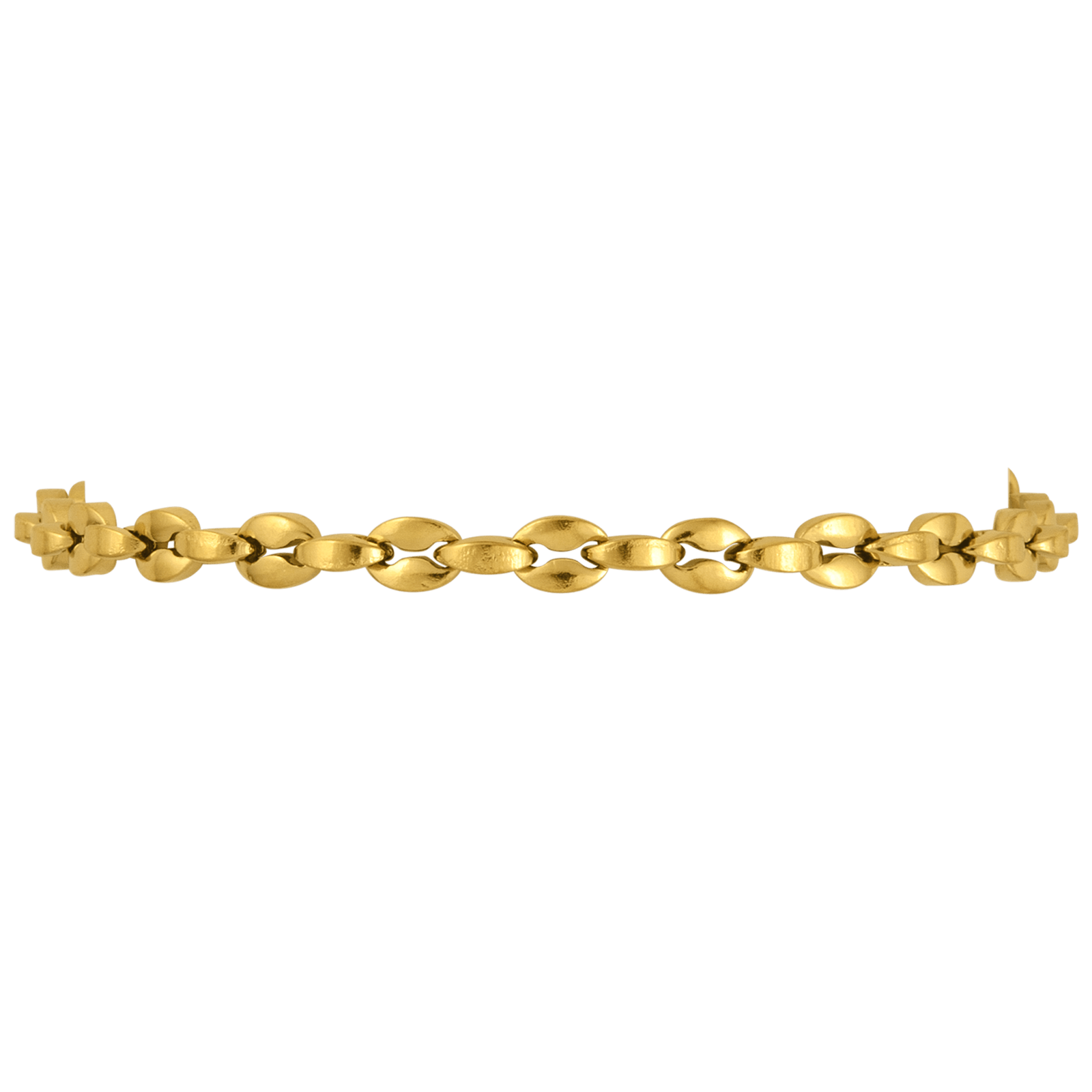 Bracelet Grain de Café 4.5*6mm 21cm  Acier Jaune