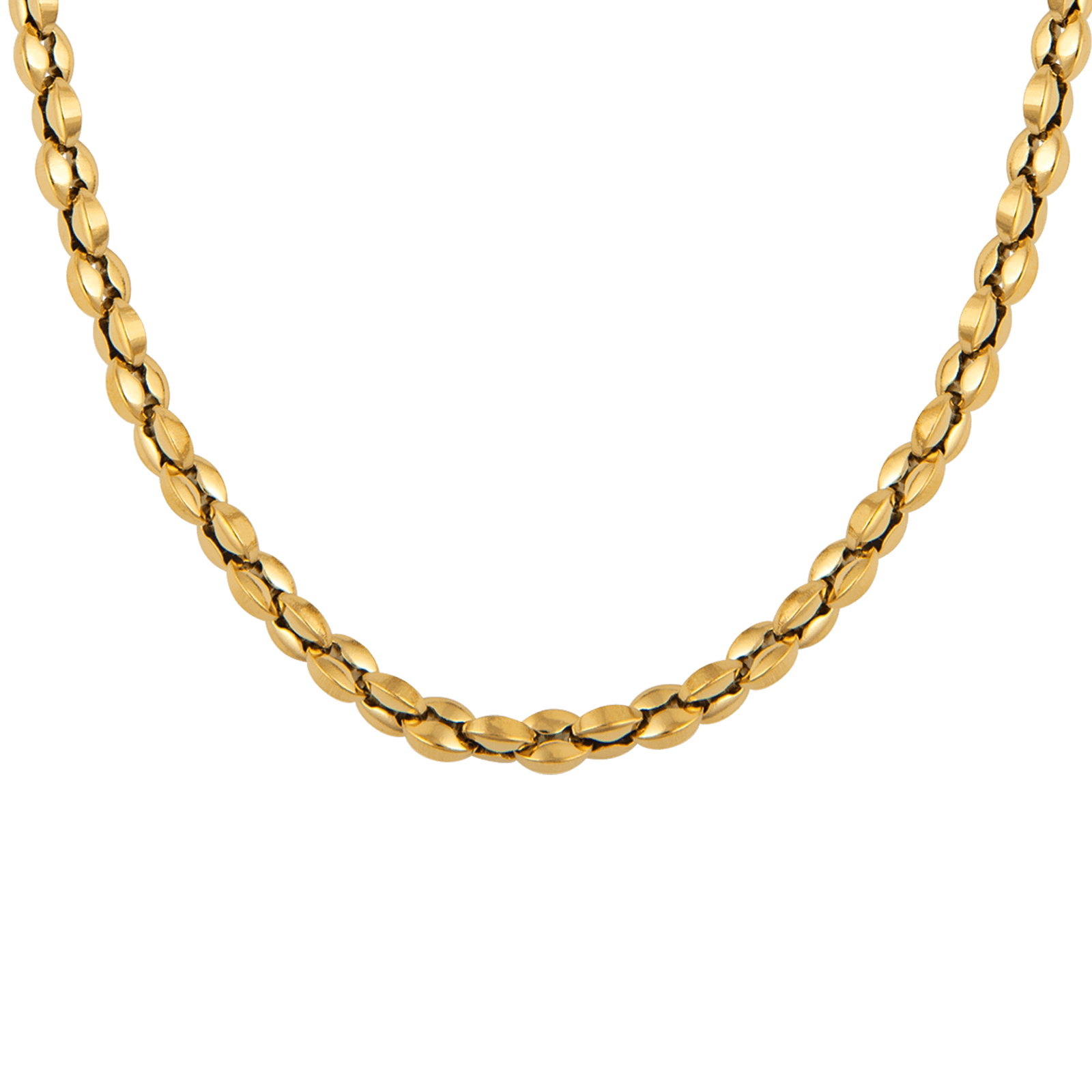 Collier Grain de Café 4.5mm 55cm  Acier Jaune