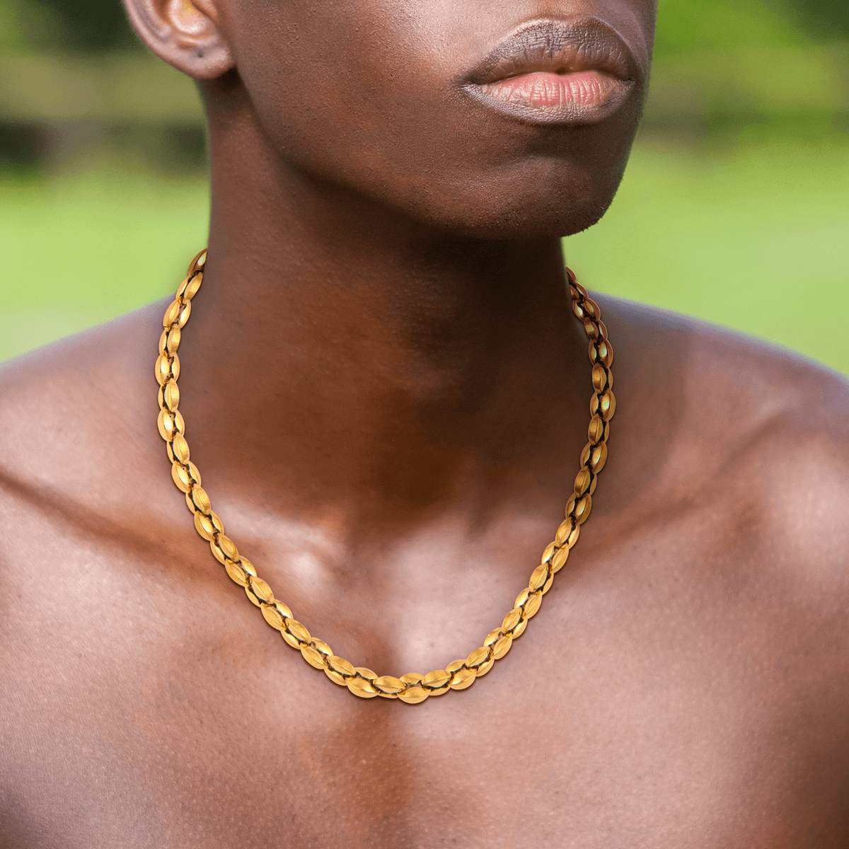Collier Acier Jaune Maille Grain de Café 4.5mm 60cm