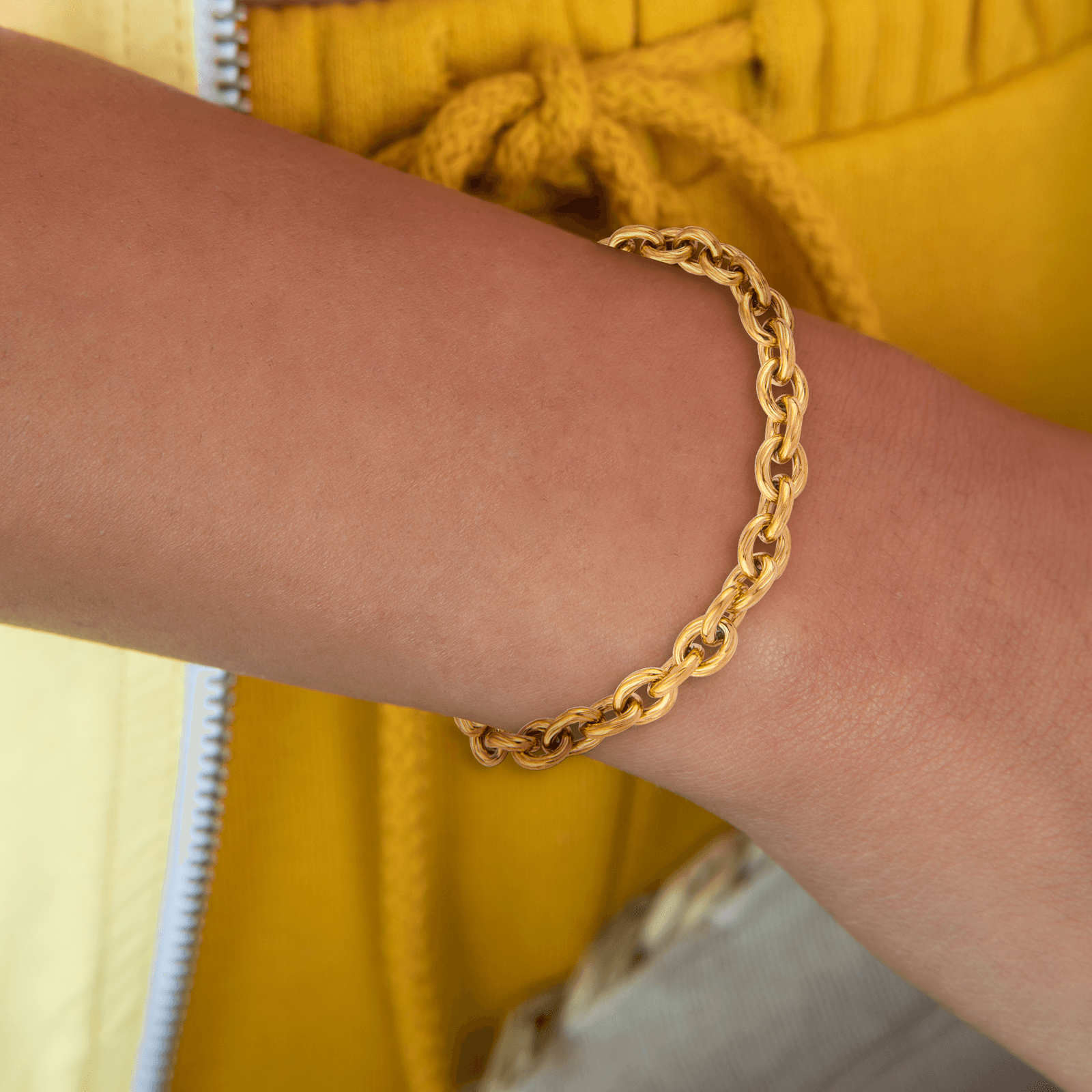 Bracelet Acier Jaune Maille Jaseron