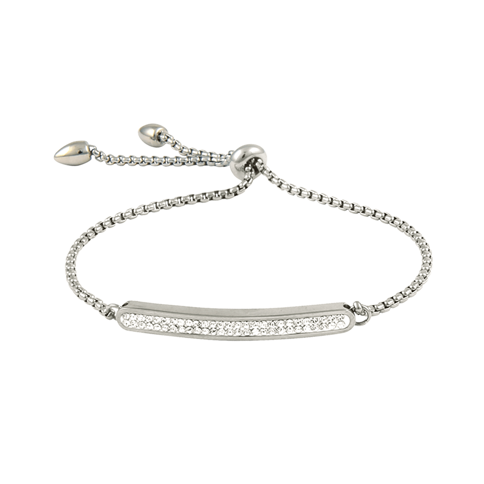 bracelet acier femme callas acier ajustable plaque plus cristal