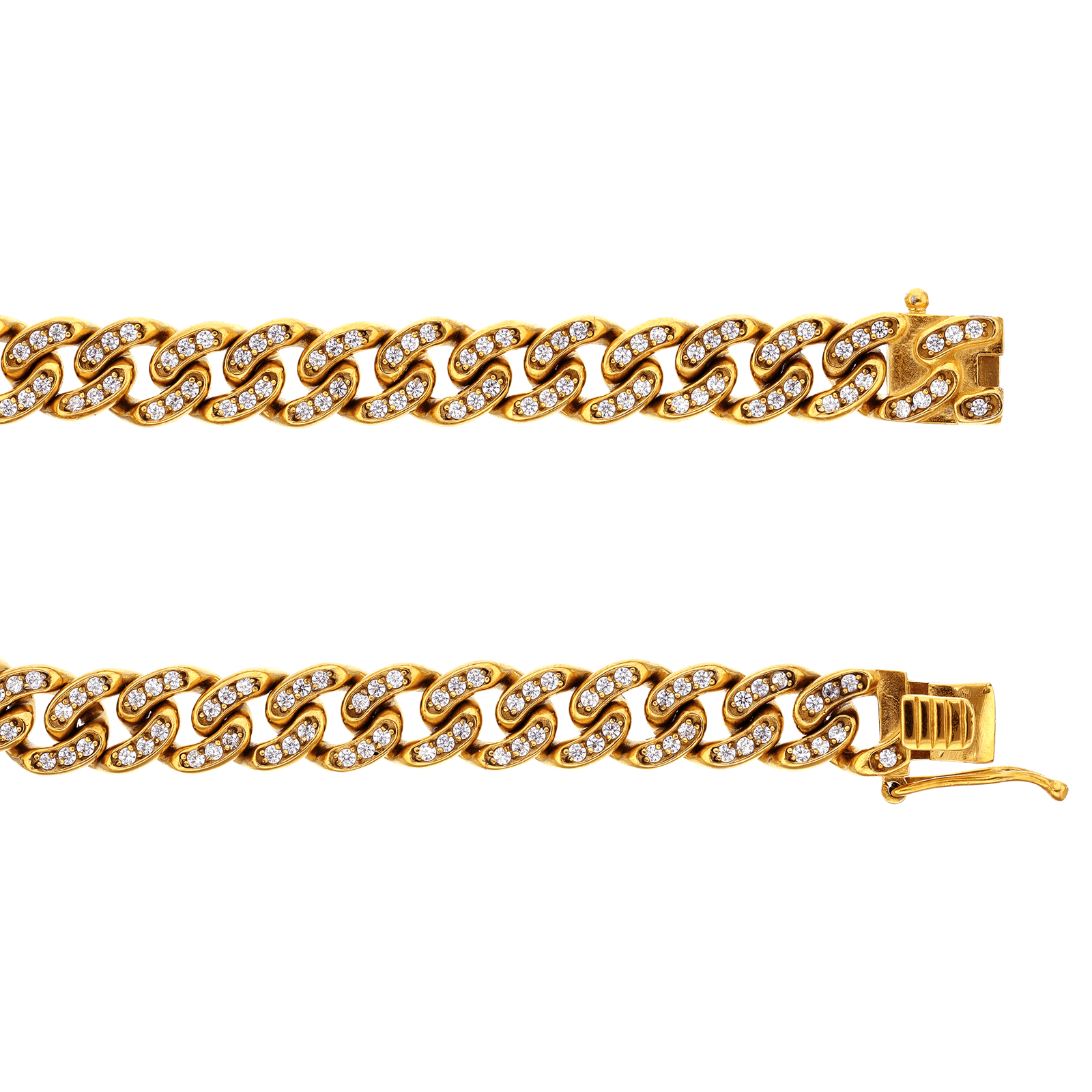 Bracelet Callas Acier doré maille cubaine 9,5mm Oxyde de Zirconium 21,5cm