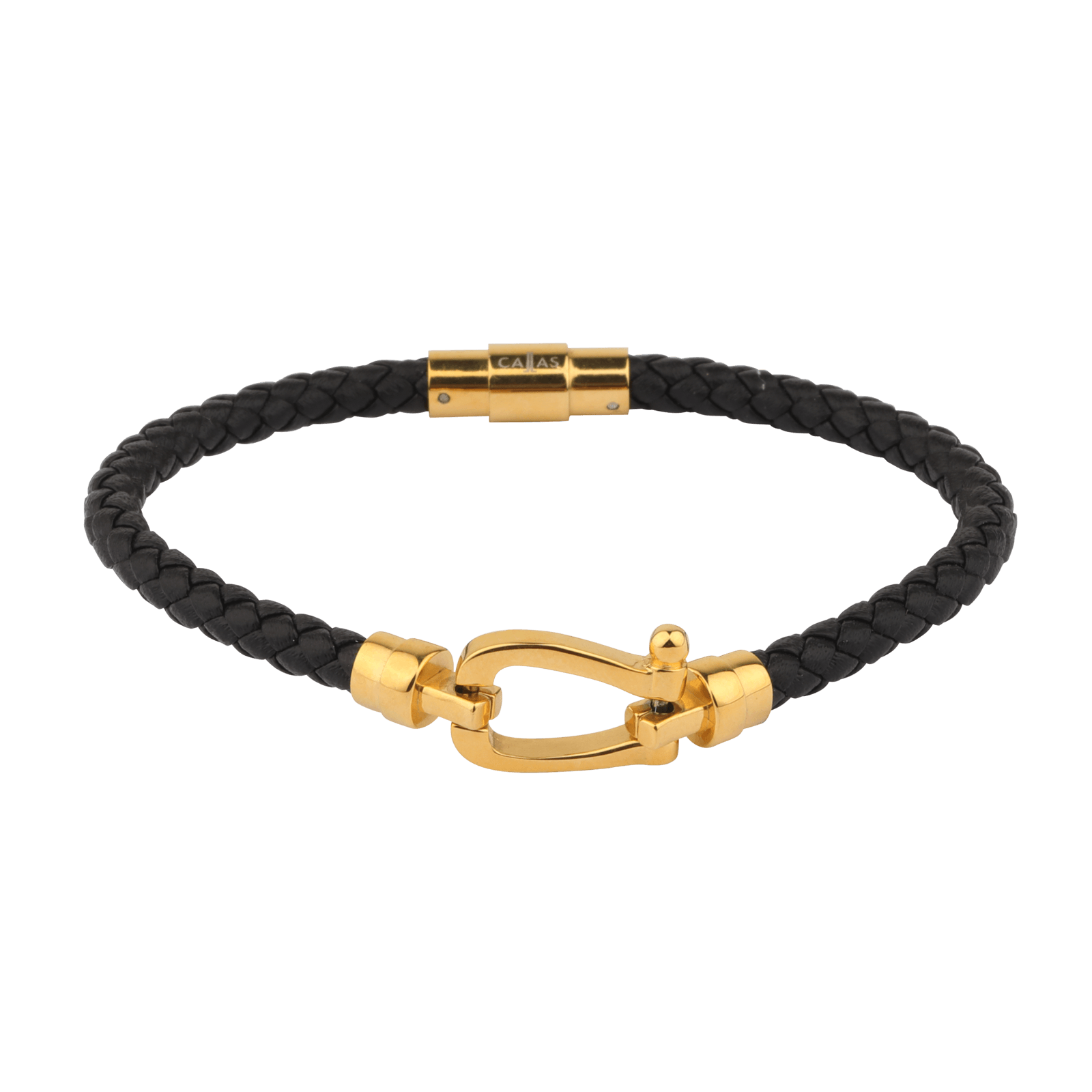 Bracelet Callas coton noir motif Acier doré