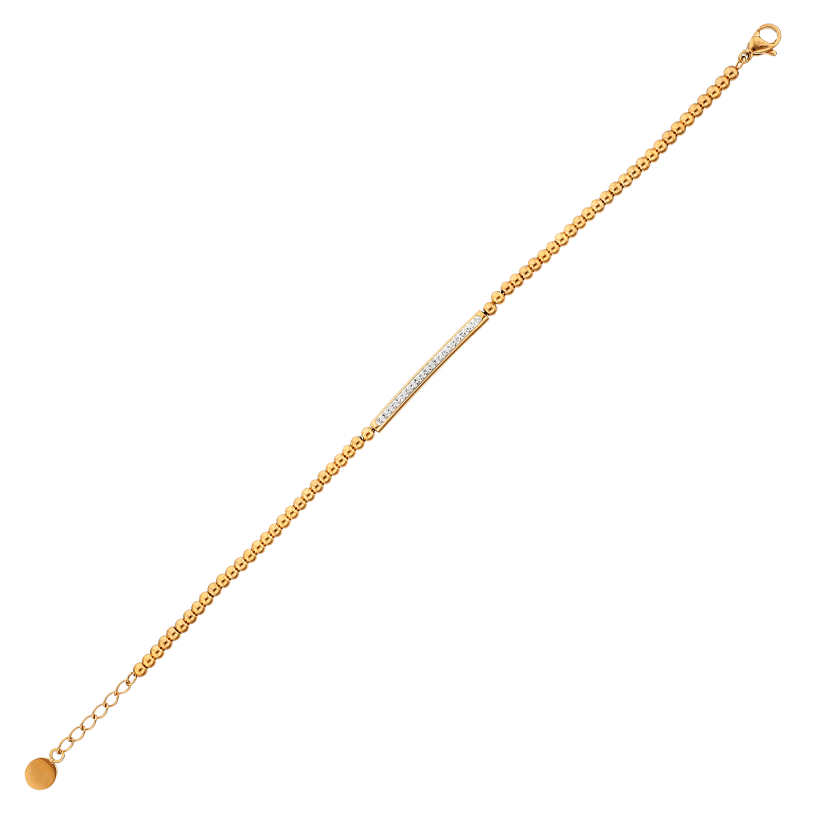 Bracelet Acier Jaune Boules 3mm Motif Cristal 31*3mm 17A20cm