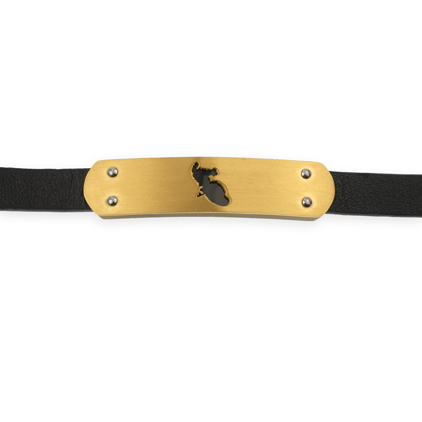 Bracelet Acier Jaune Carte Martinique Silicone Noir