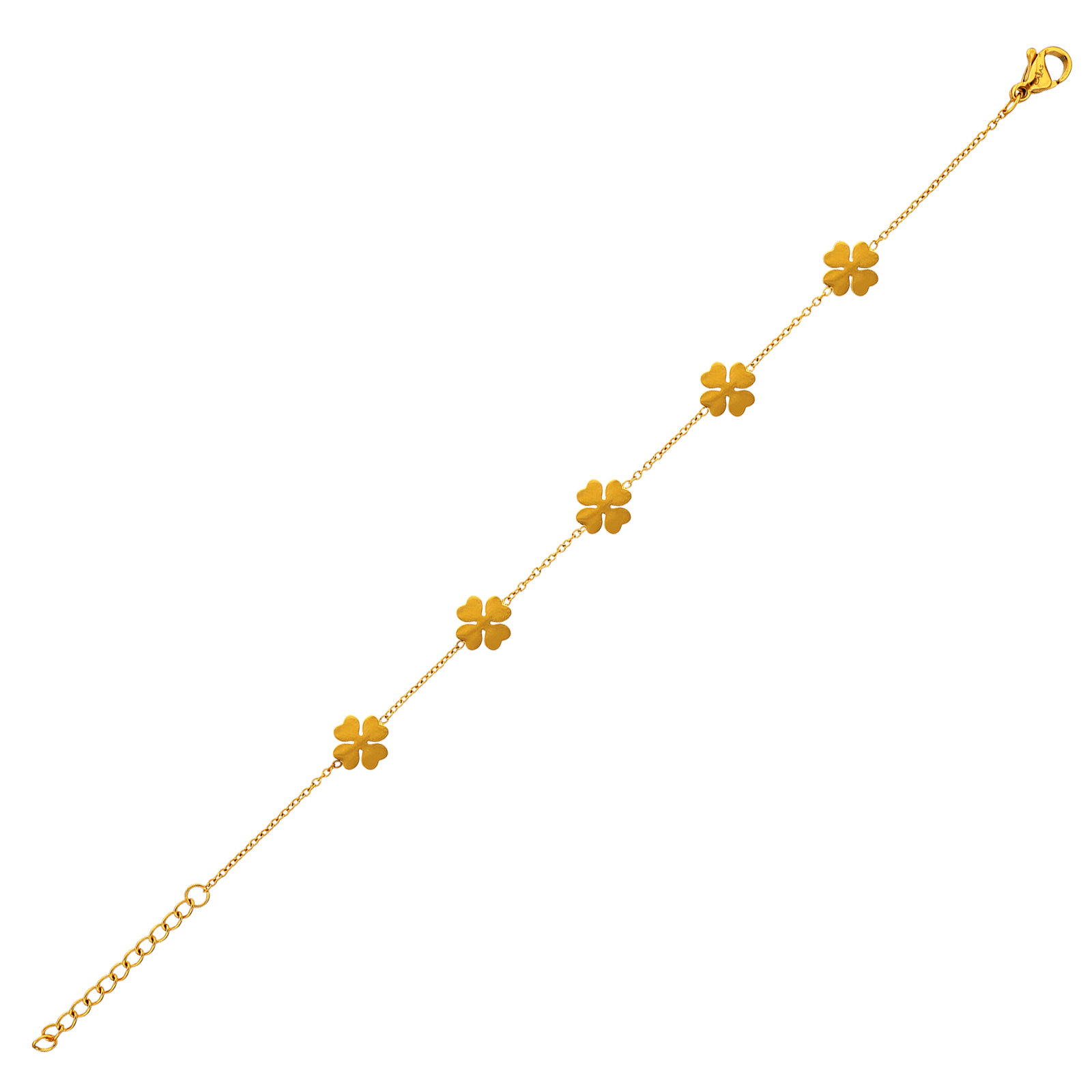 Bracelet Acier Jaune Trèfles  Cœurs 8mm Chaîne 1.2mm 17A20cm