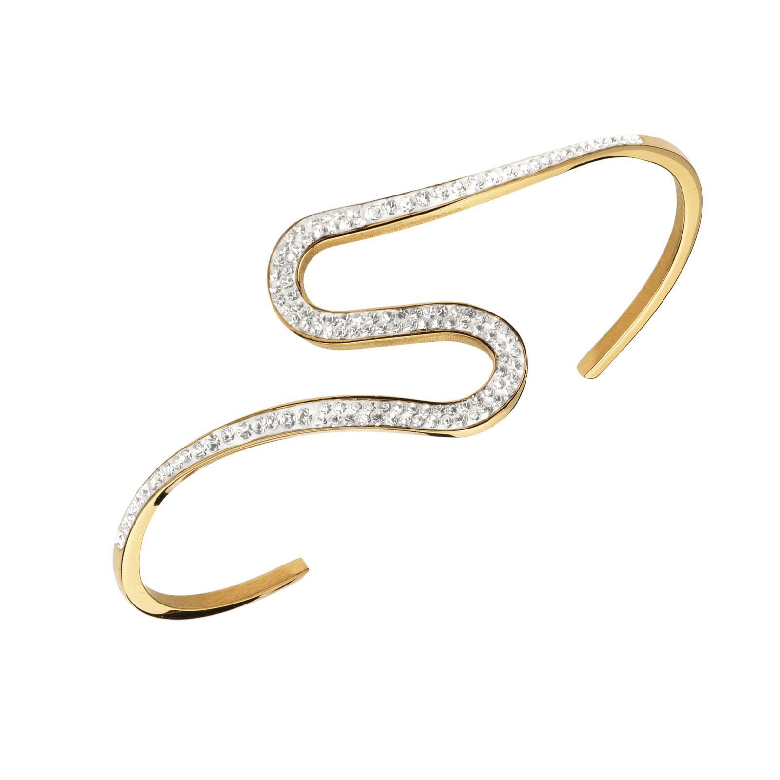 jonc callas acier centre cristal 58x45mm doré
