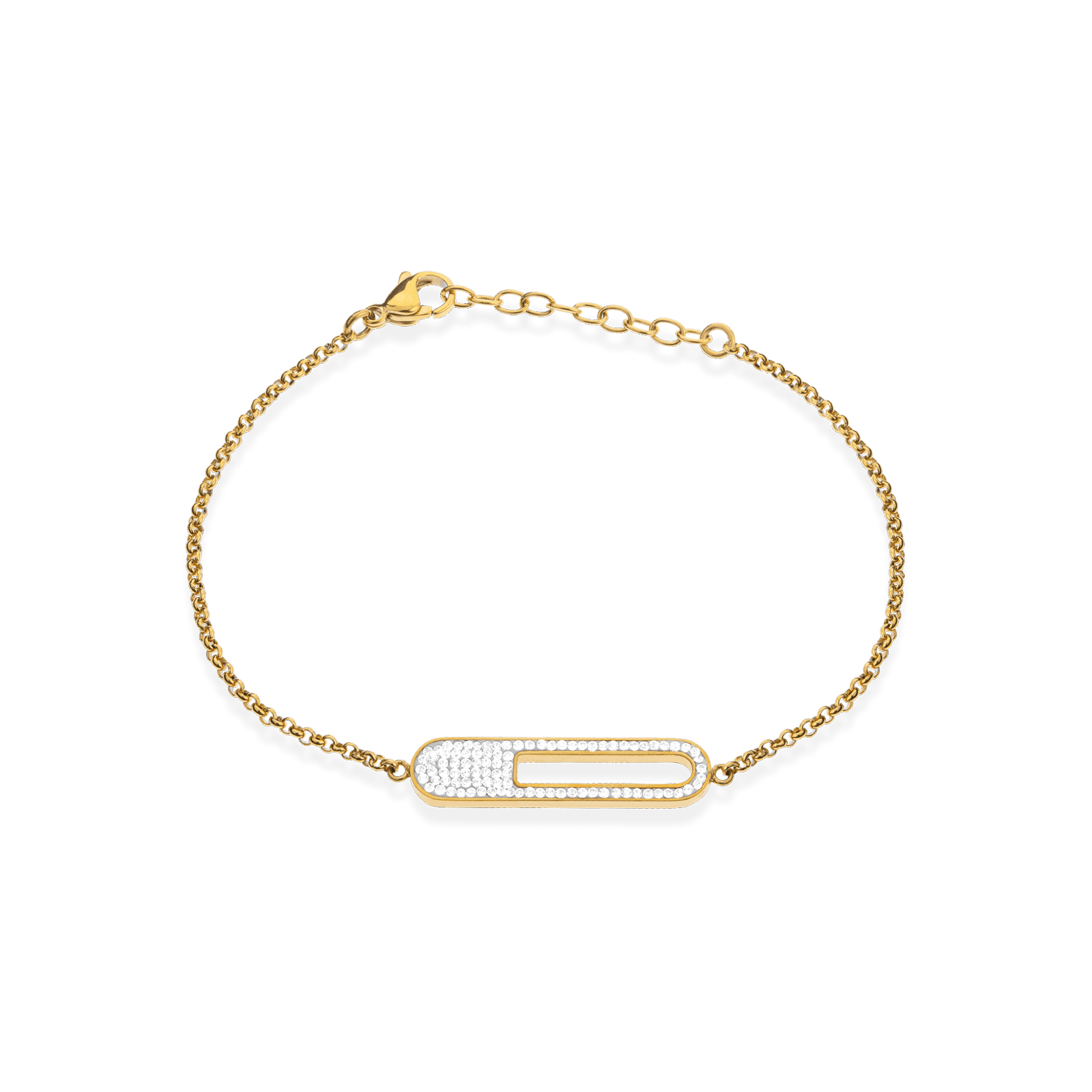 Bracelet Acier Jaune Motif Cristal