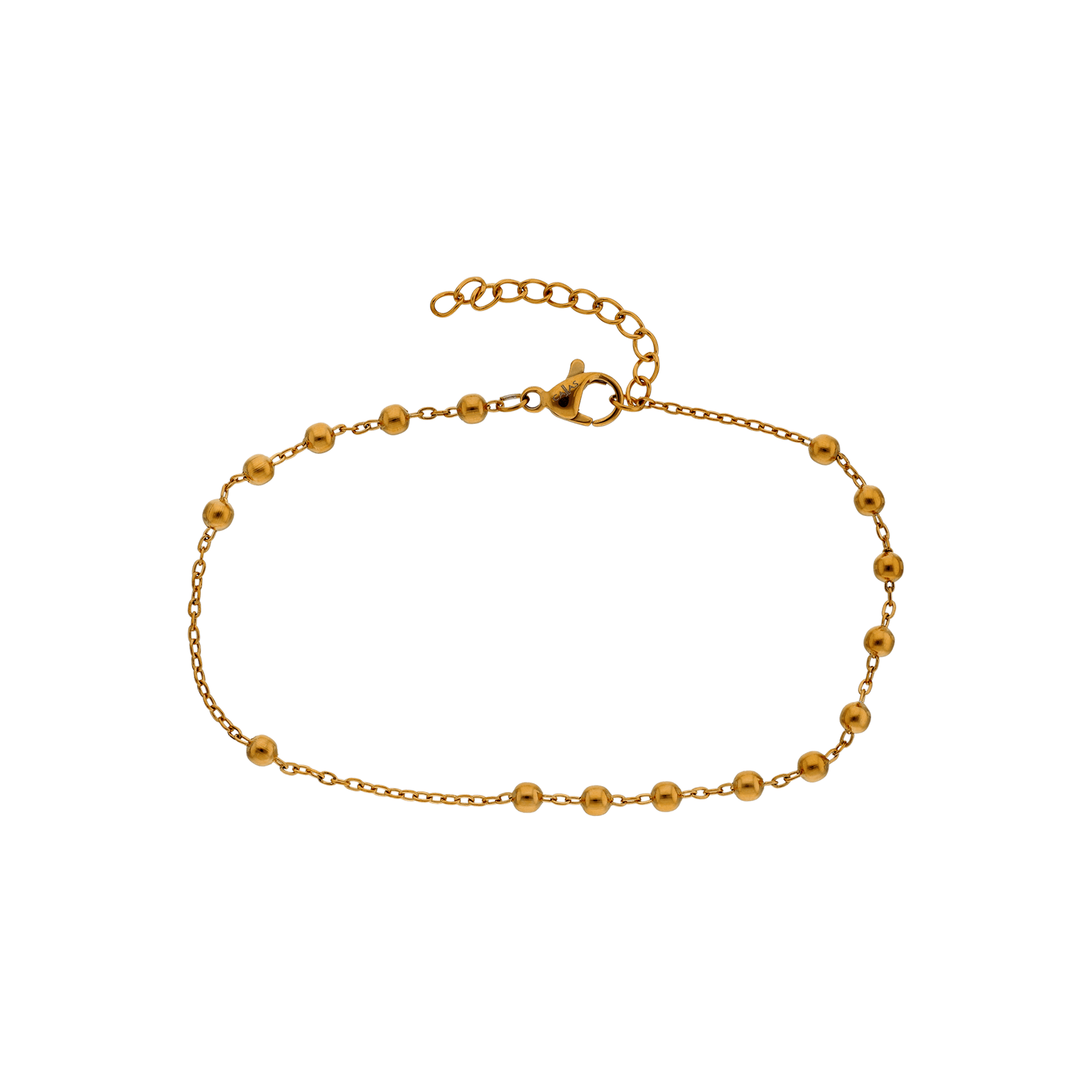 Bracelet Callas Acier chaîne forçat et boules 18 plus 3 centimètres