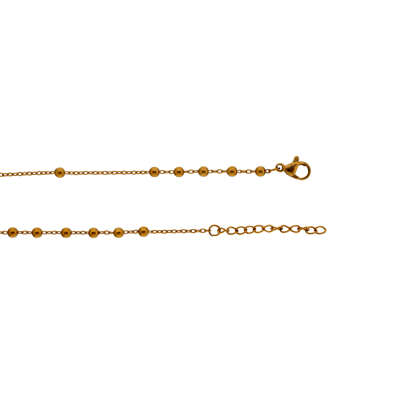 Bracelet Callas Acier chaîne forçat et boules 18 plus 3 centimètres