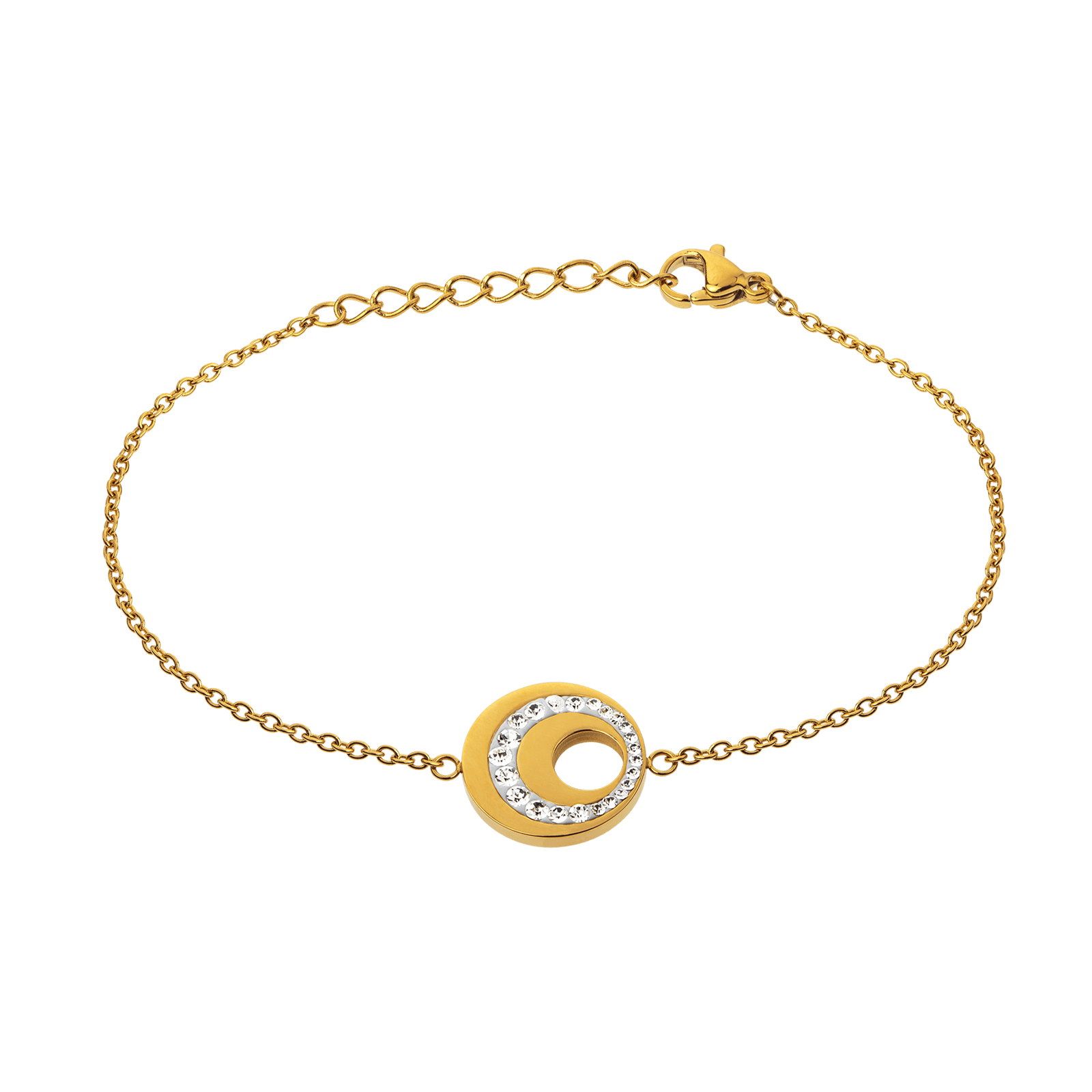 bracelet callas acier doré et cristal 17 plus 3 mm