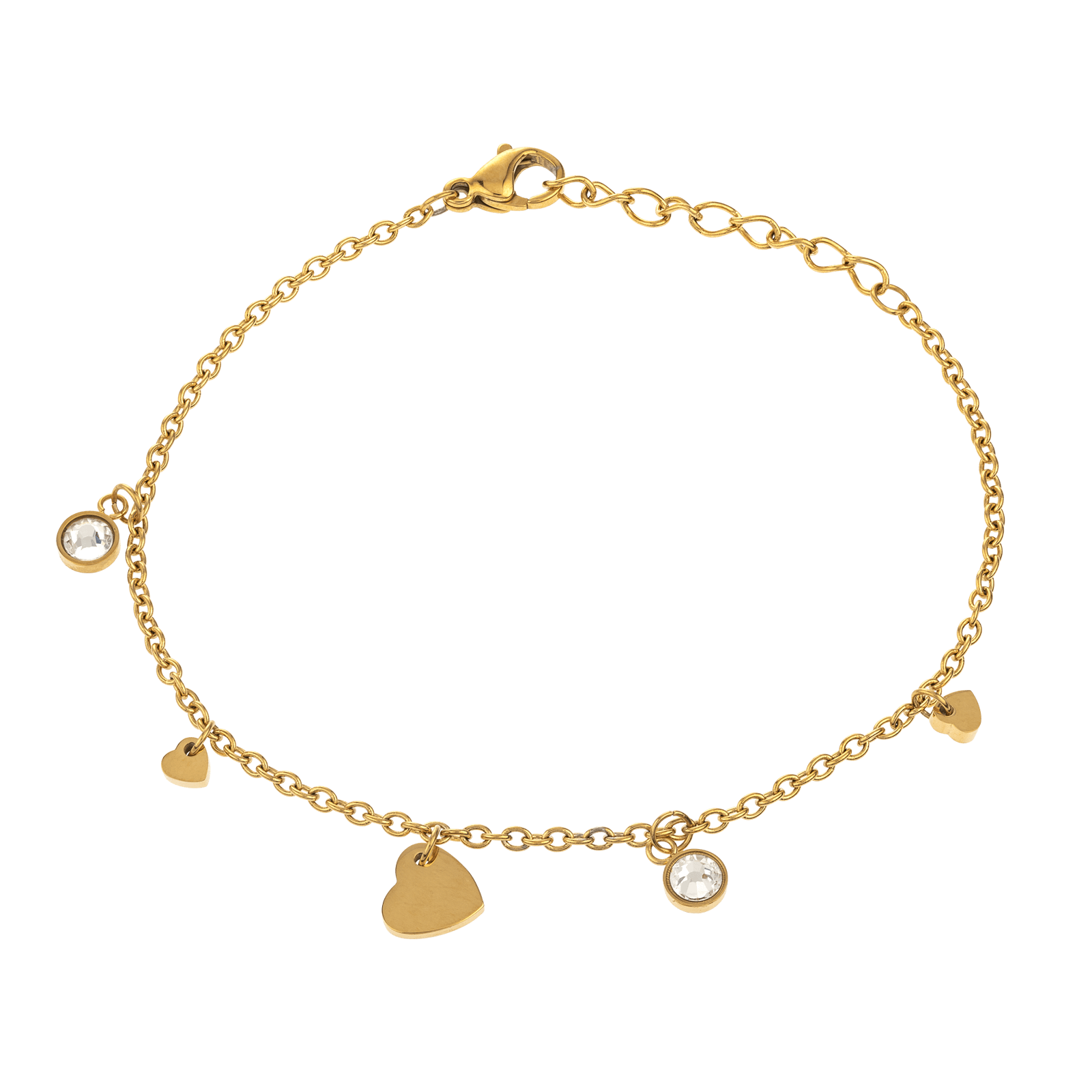 Bracelet Callas breloques cristal Swarovski 17 plus 3 centimètres Acier doré