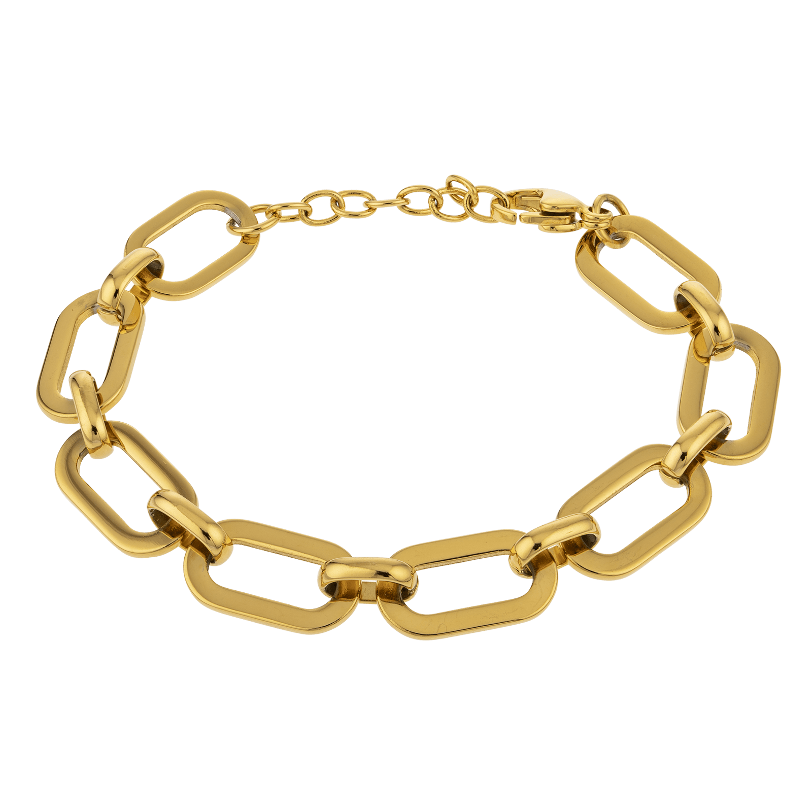 bracelet acier femme callas acier maille rectangle 10mm acier doré 17.5+3cm