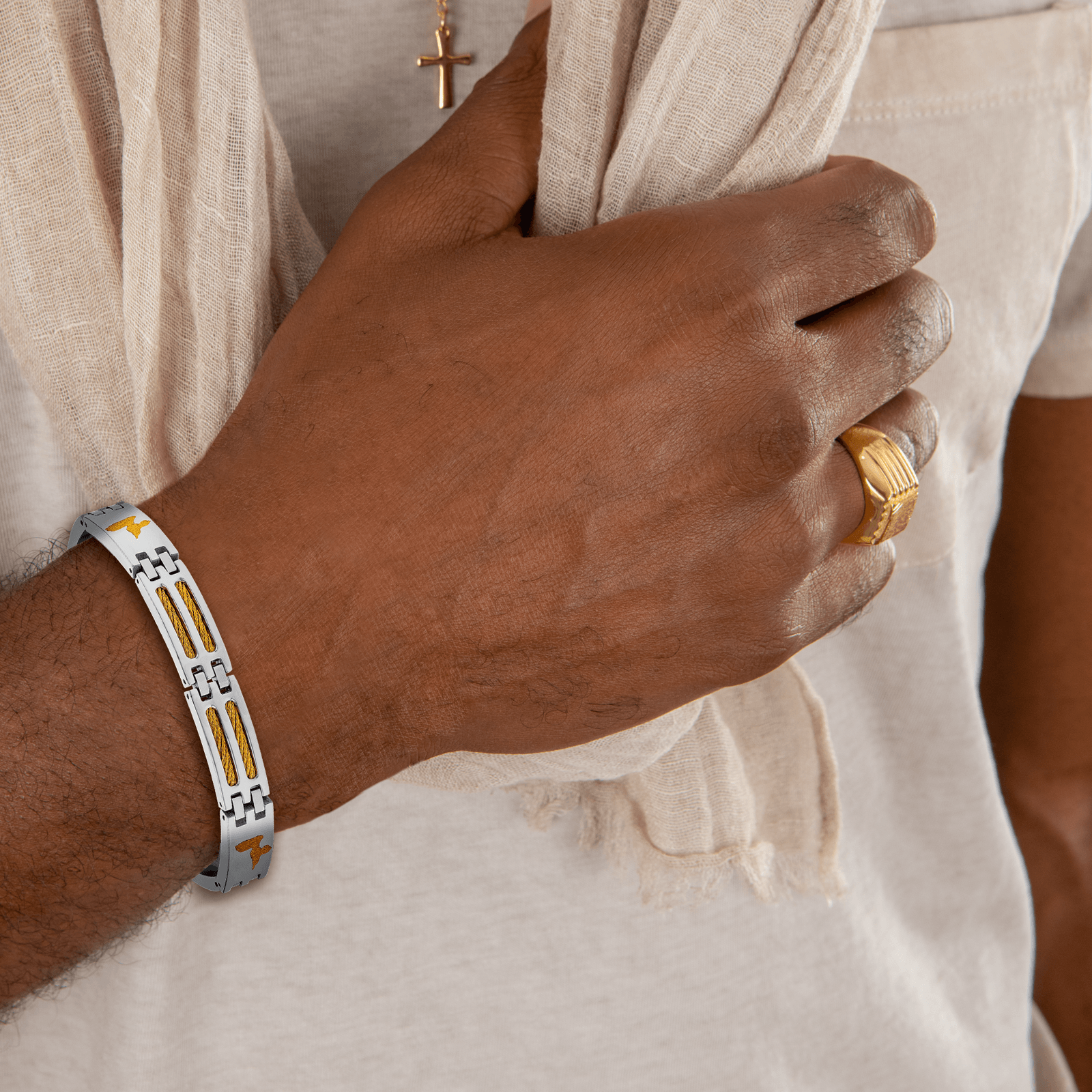 Bracelet Acier Bicolore Carte Guadeloupe