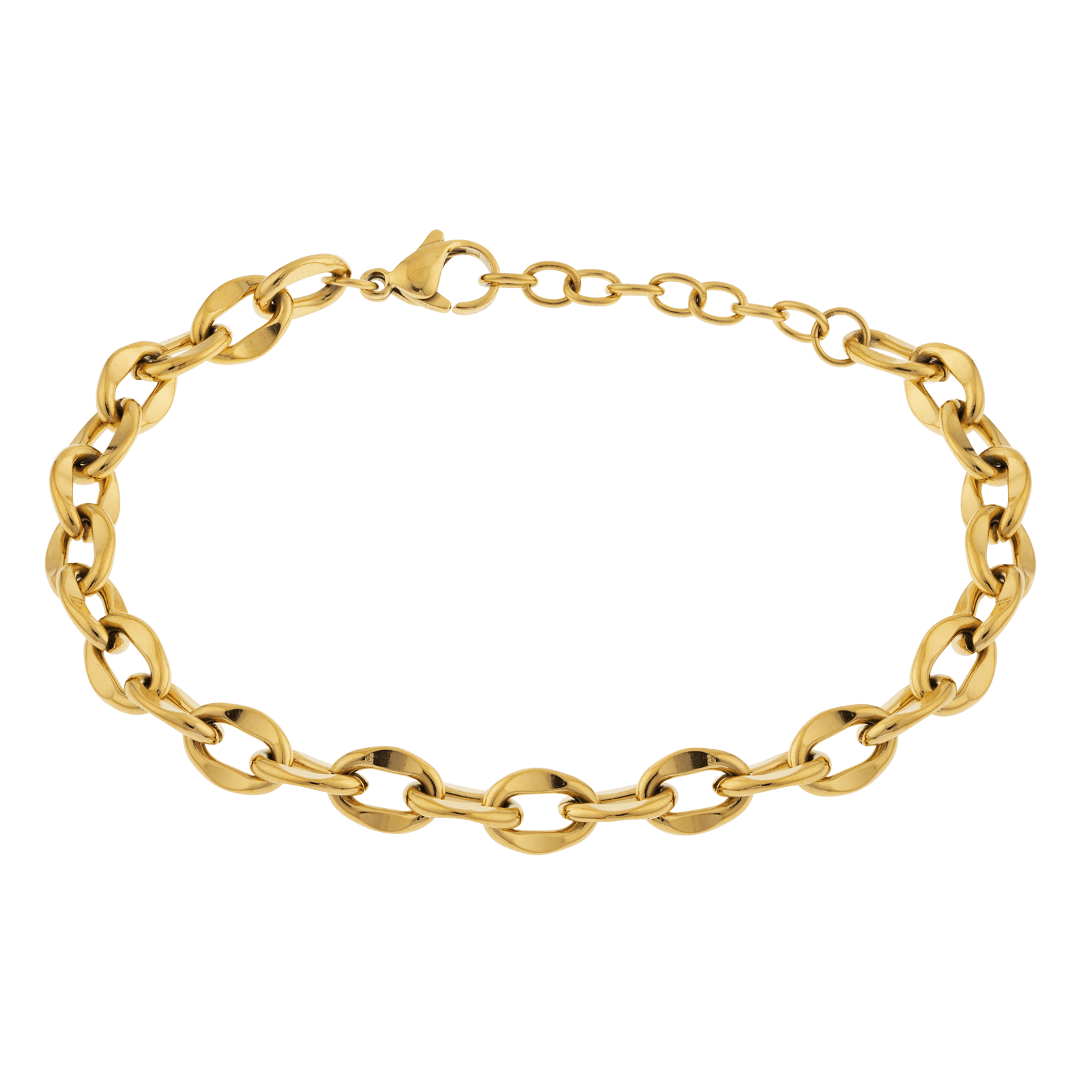 Bracelet Callas Forçat fantaisie 6.5 millimètres 18 plus 3 centimètres Acier doré