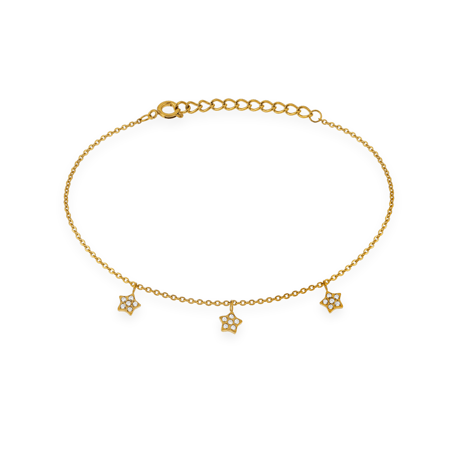 Bracelet Acier Jaune Etoiles Zirconium