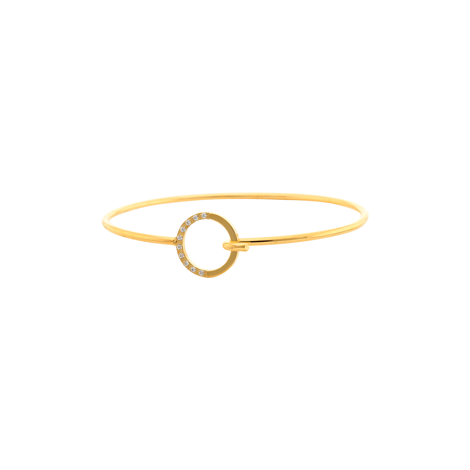 Jonc Callas Acier motif rond Lisse et Oxyde de Zirconium 60 mm x 50 mm Acier doré