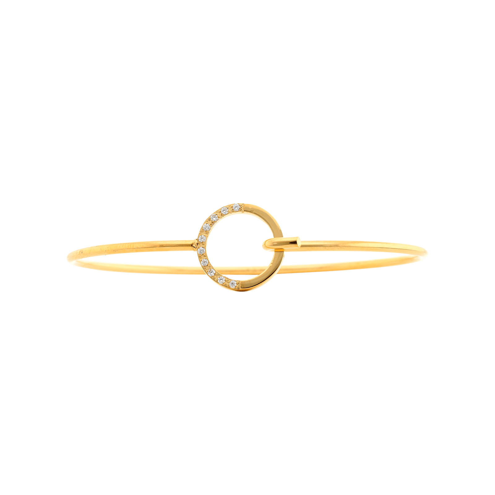 Jonc Callas Acier motif rond Lisse et Oxyde de Zirconium 60 mm x 50 mm Acier doré