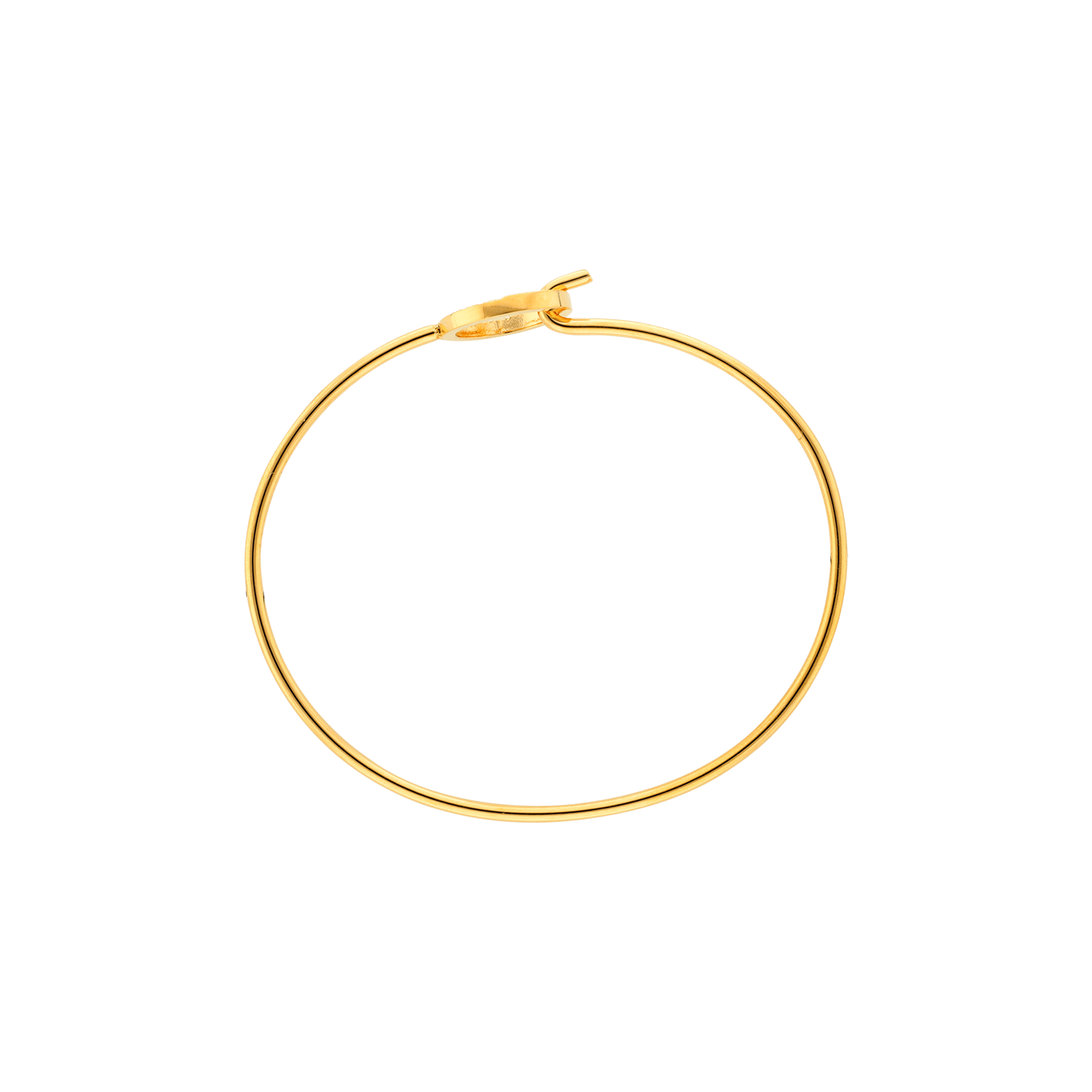 Jonc Callas Acier motif rond Lisse et Oxyde de Zirconium 60 mm x 50 mm Acier doré