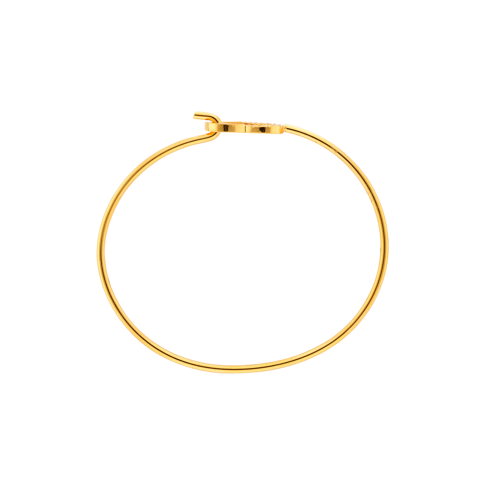 Jonc Callas Acier motif coeur Lisse et Oxyde de Zirconium 60 mm x 50 mm Acier doré