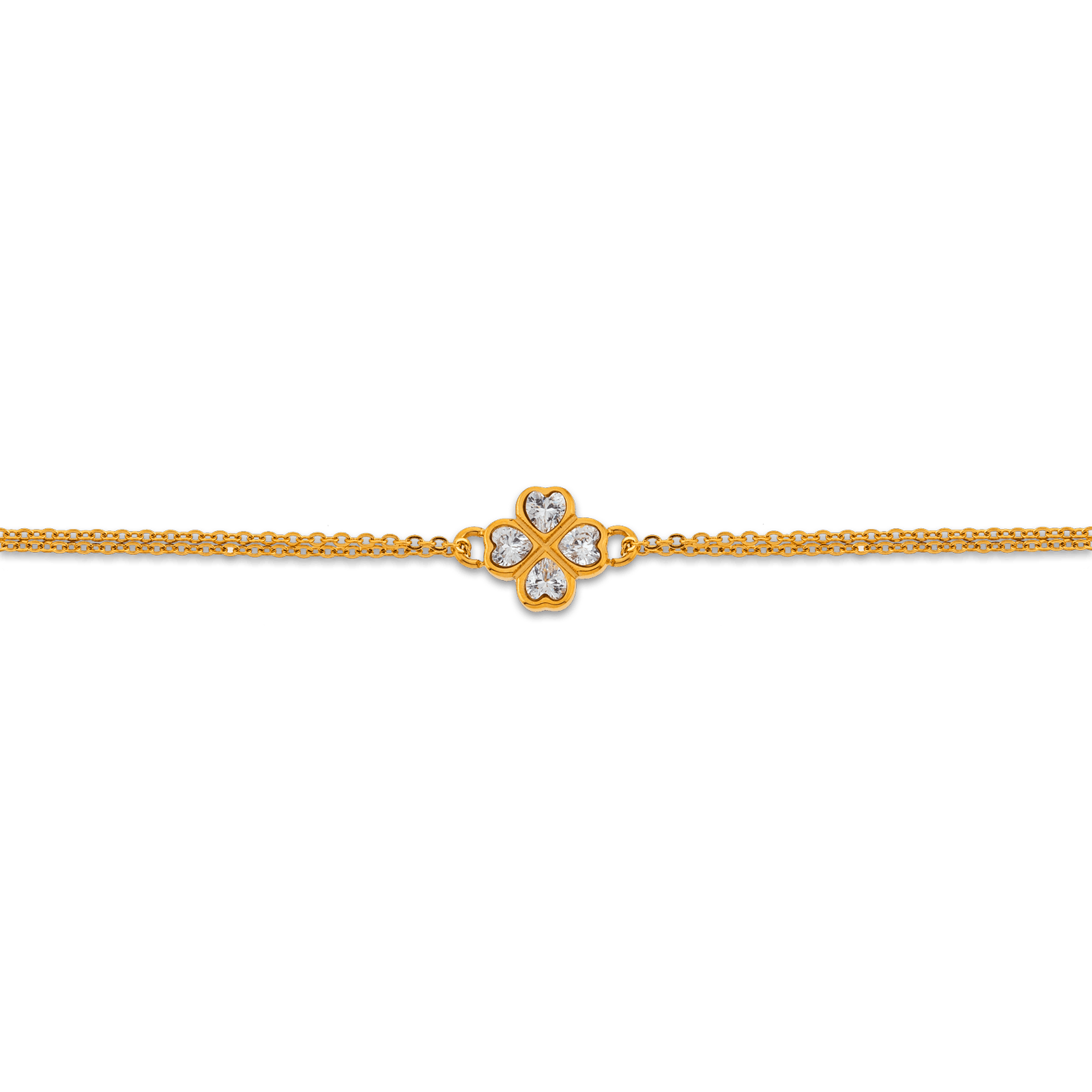 Bracelet Acier Jaune Trèfle Zirconium