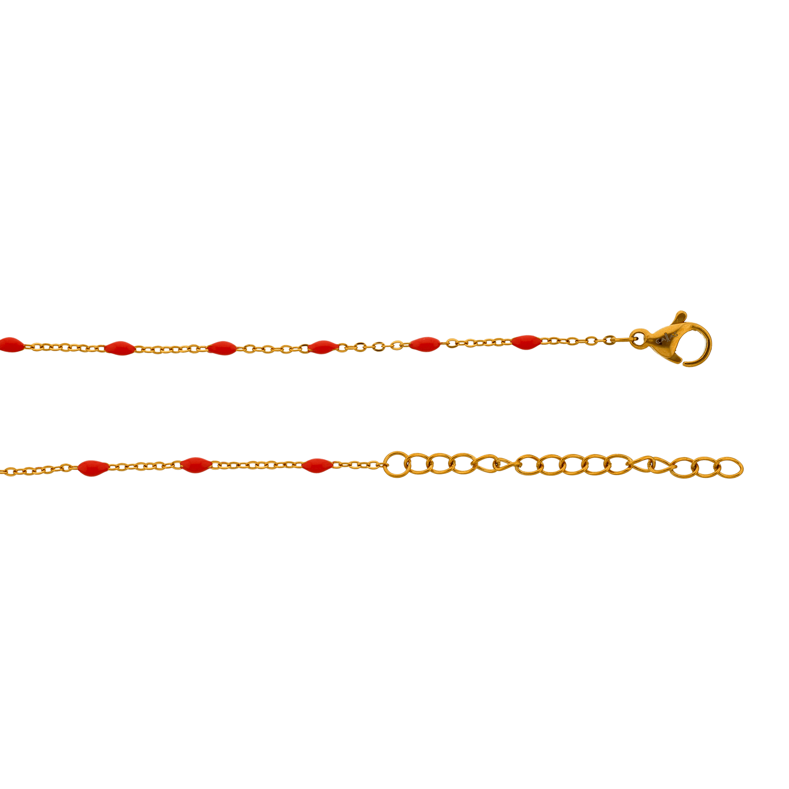 bracelet callas acier doré boules époxy corail 16 plus 4 mm