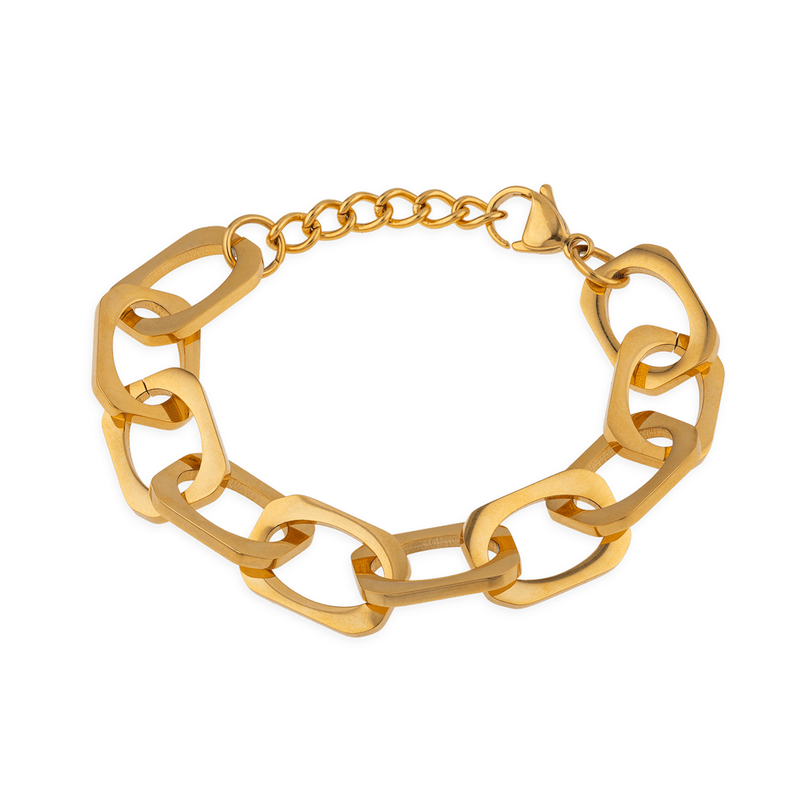 bracelet callas acier maillon rectangle 20 plus 3 mm doré