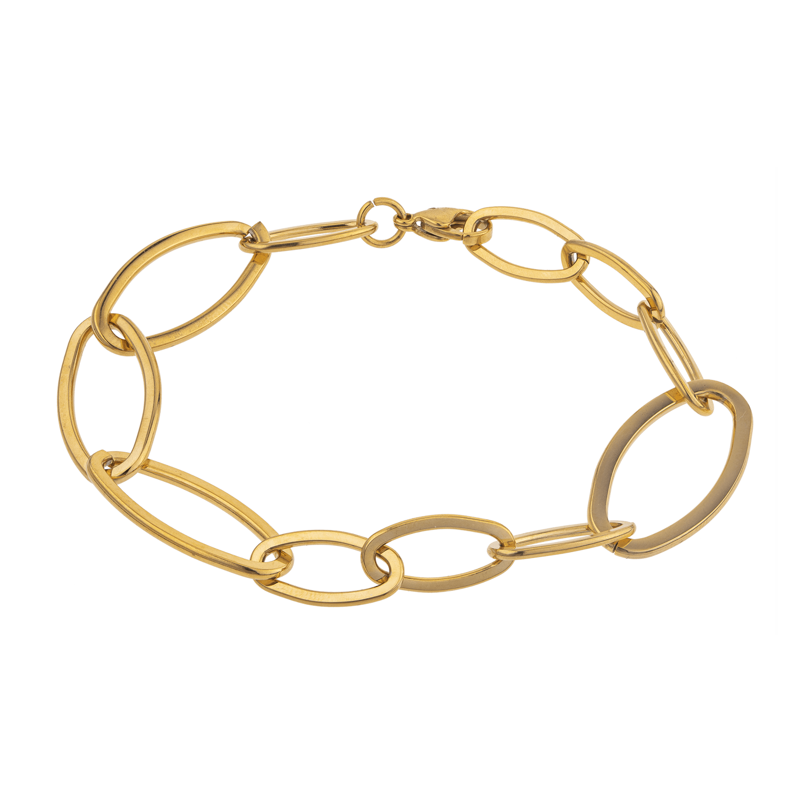 bracelet callas acier doré maillons ovales 2 tailles 19.5 mm