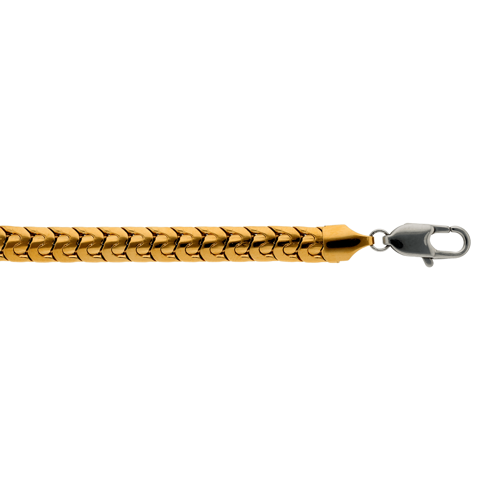 Bracelet Callas Acier doré maille plate fantaisie 21cm