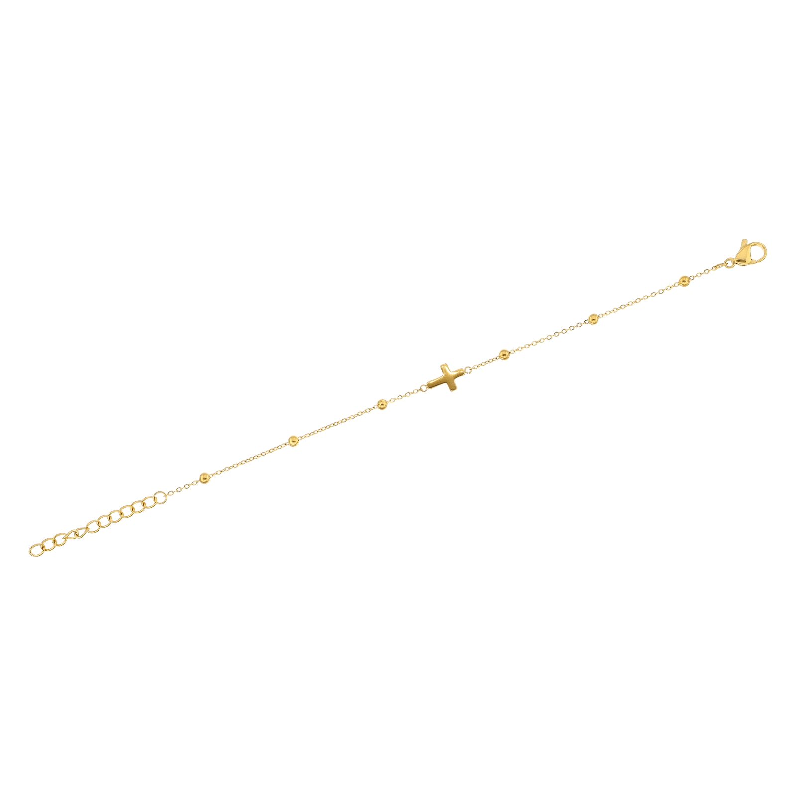 Bracelet Callas Acier doré boule centre Croix 17 plus 3 centimètres