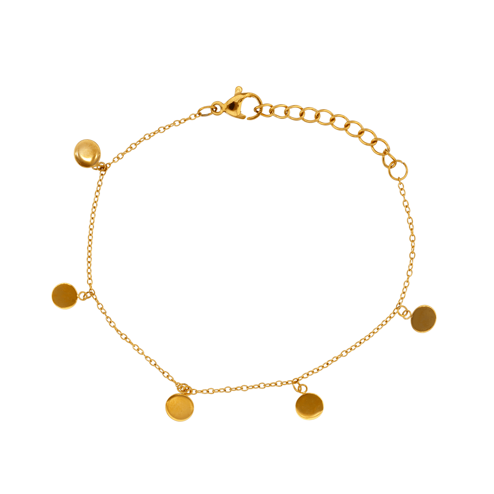 bracelet callas acier doré 5 pastilles lisses 16 plus 3 mm