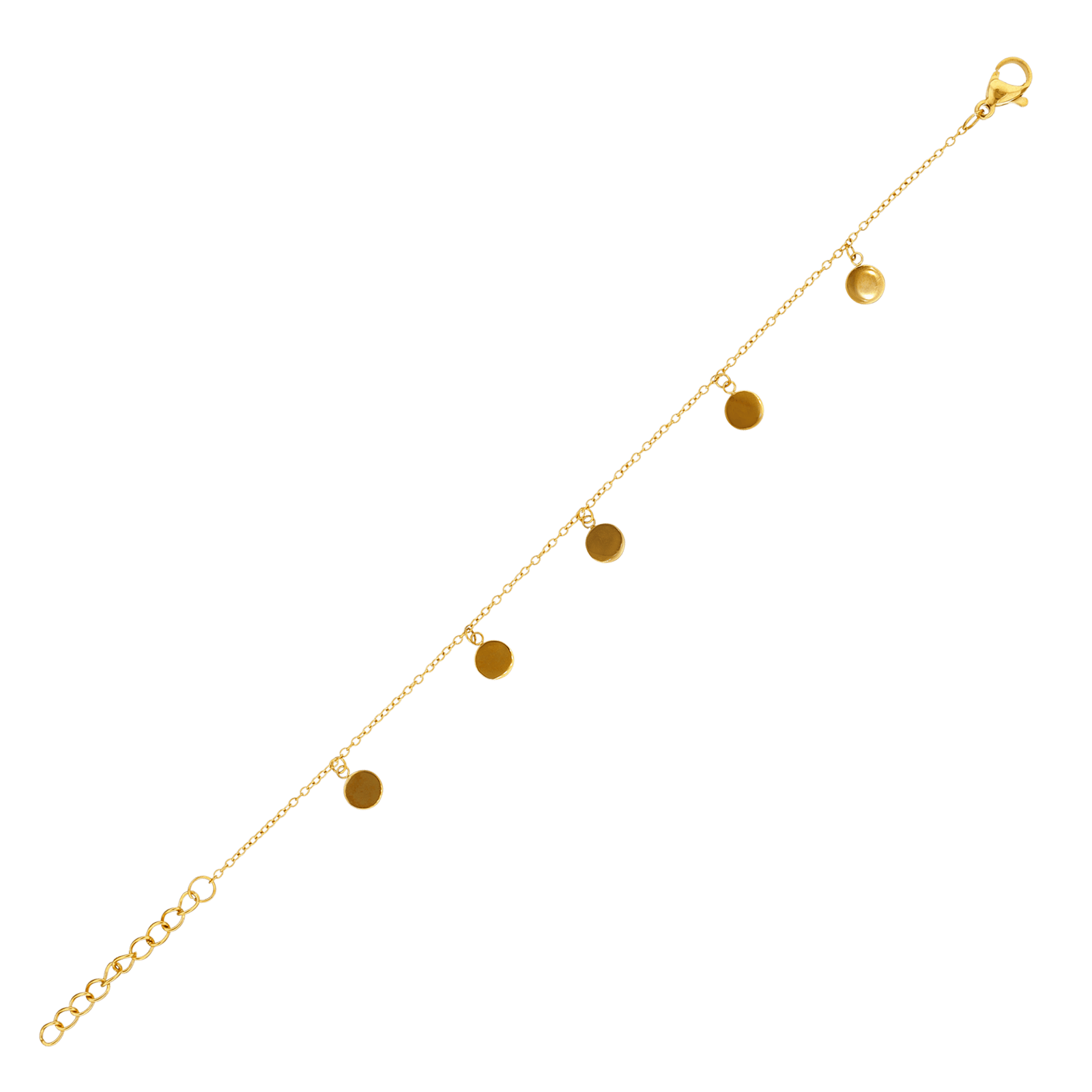 bracelet callas acier doré 5 pastilles lisses 16 plus 3 mm
