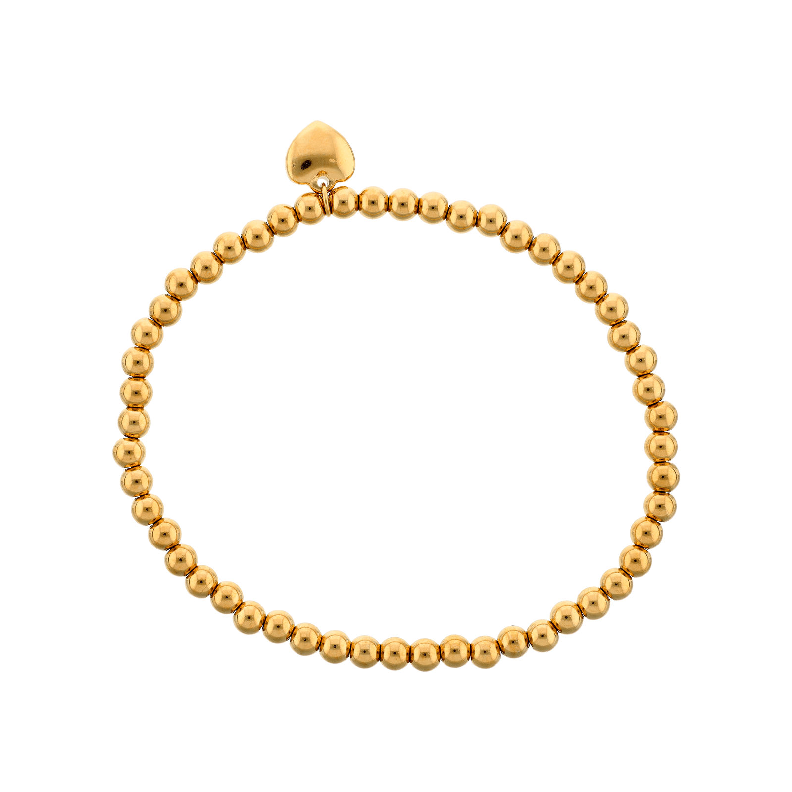 Bracelet Callas Acier doré élastique boule Pampille coeur 17cm tag