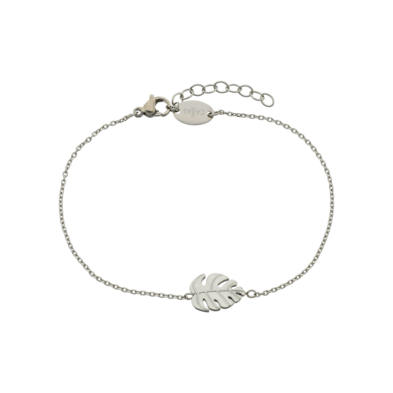 bracelet acier femme callas acier feuille 16+3cm tag