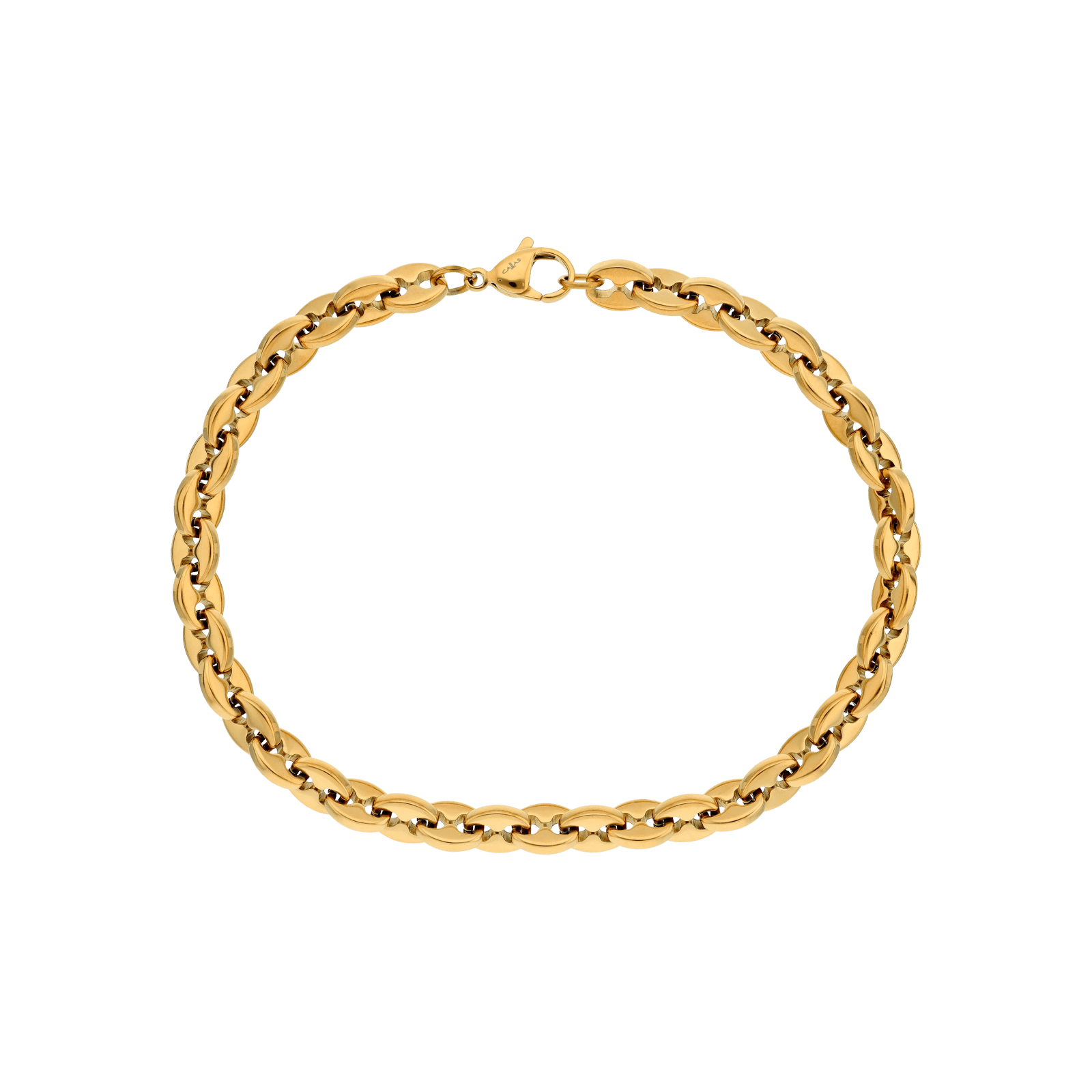 Bracelet Callas en acier doré maille café, 22 cm