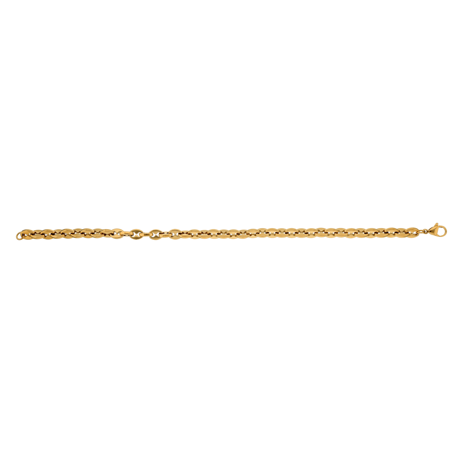 Bracelet Callas en acier doré maille café, 22 cm