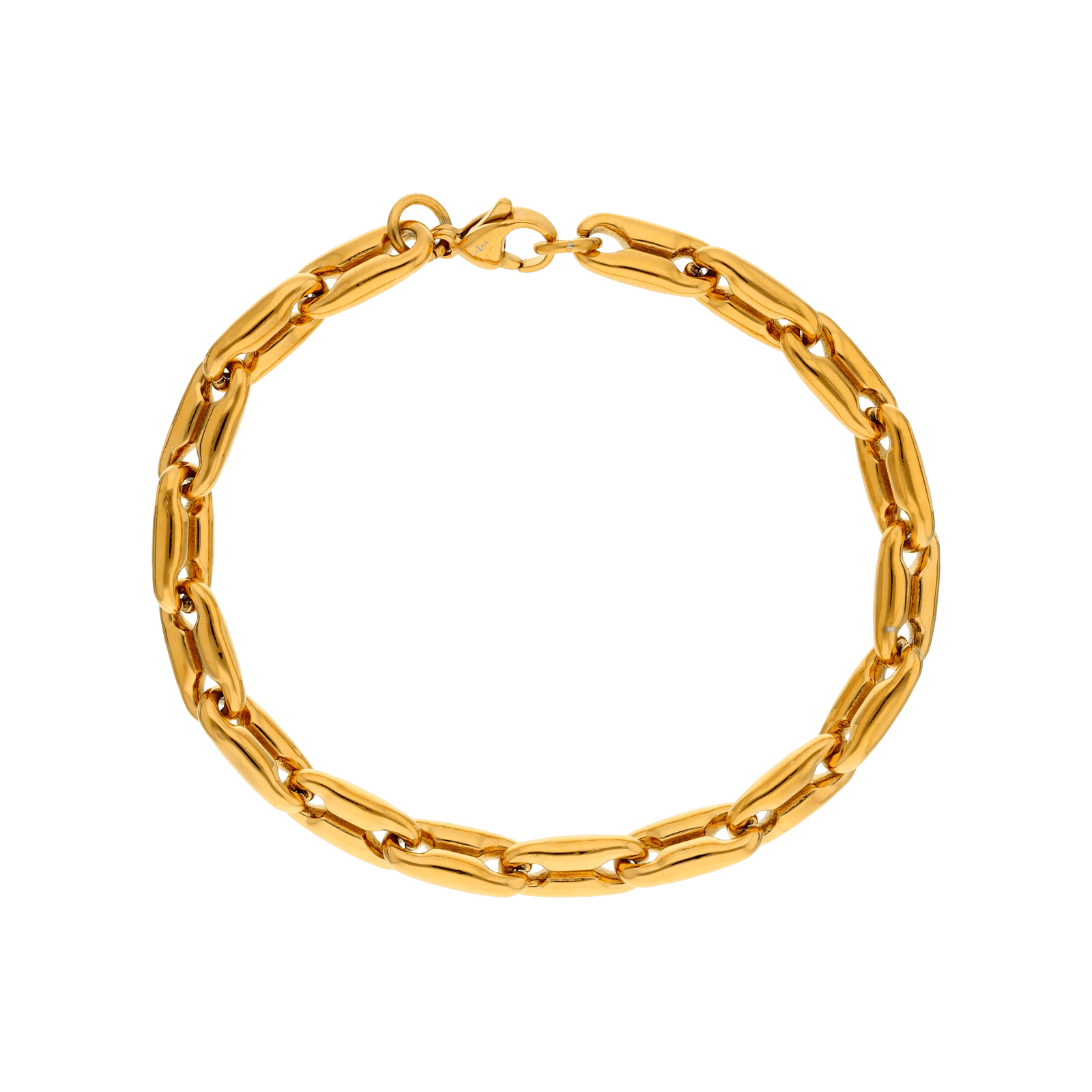 Bracelet Callas en acier doré maille café fantaisie, 21,5 cm