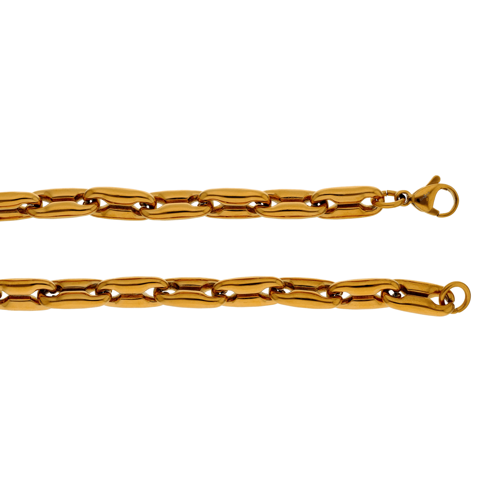 Bracelet Callas en acier doré maille café fantaisie, 21,5 cm