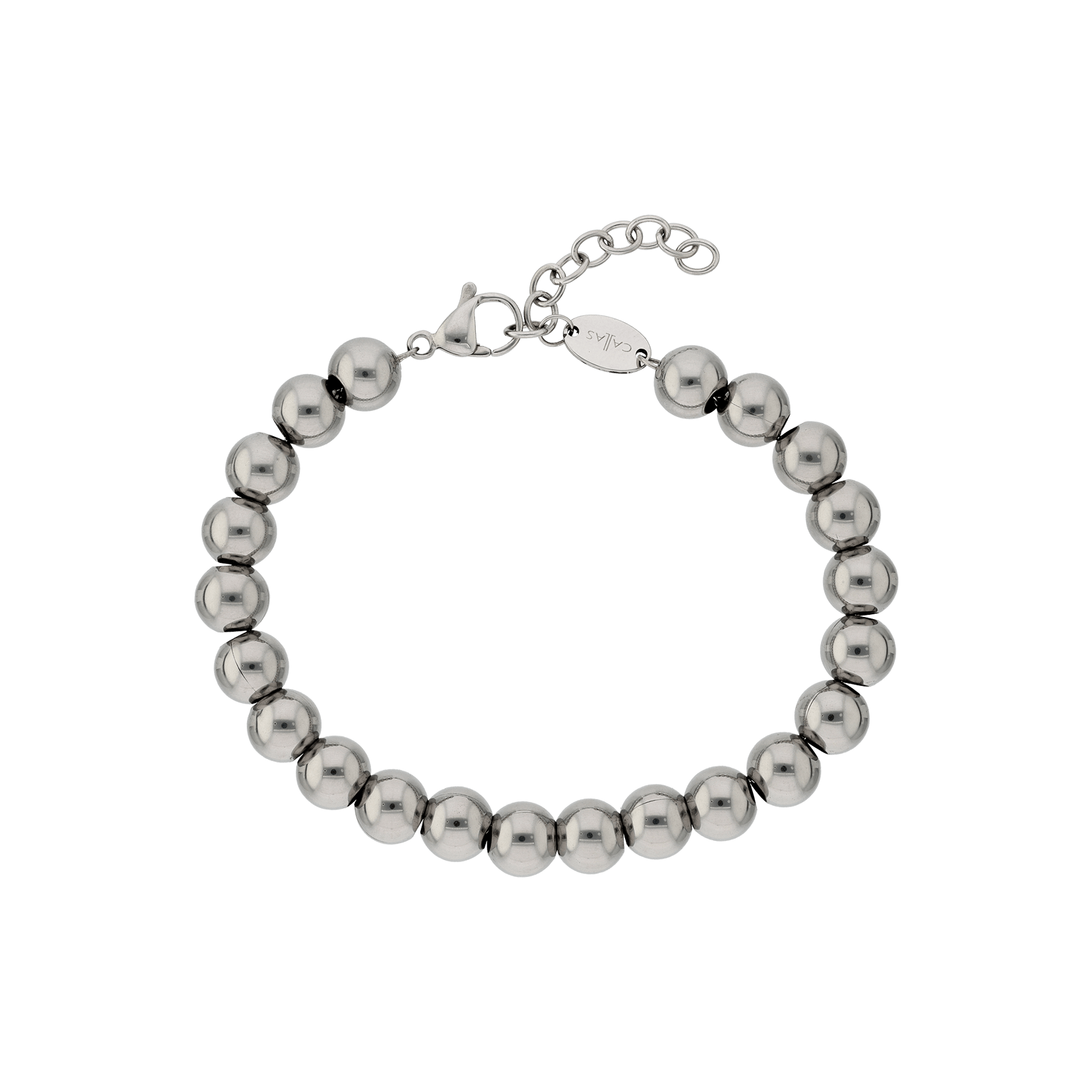 Bracelet Callas Acier boules 8 millimètres 17 plus 3 centimètres tag