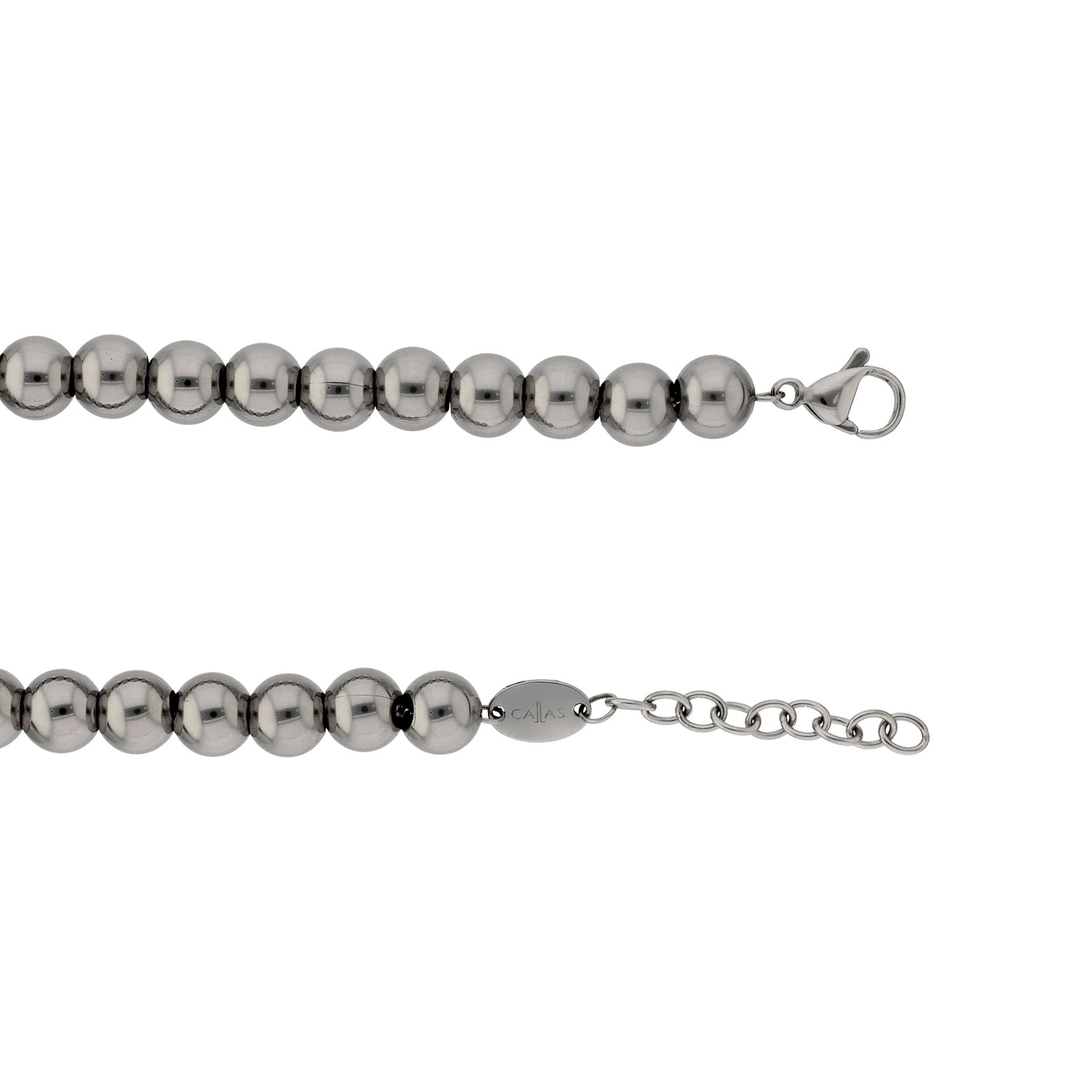 Bracelet Callas Acier boules 8 millimètres 17 plus 3 centimètres tag